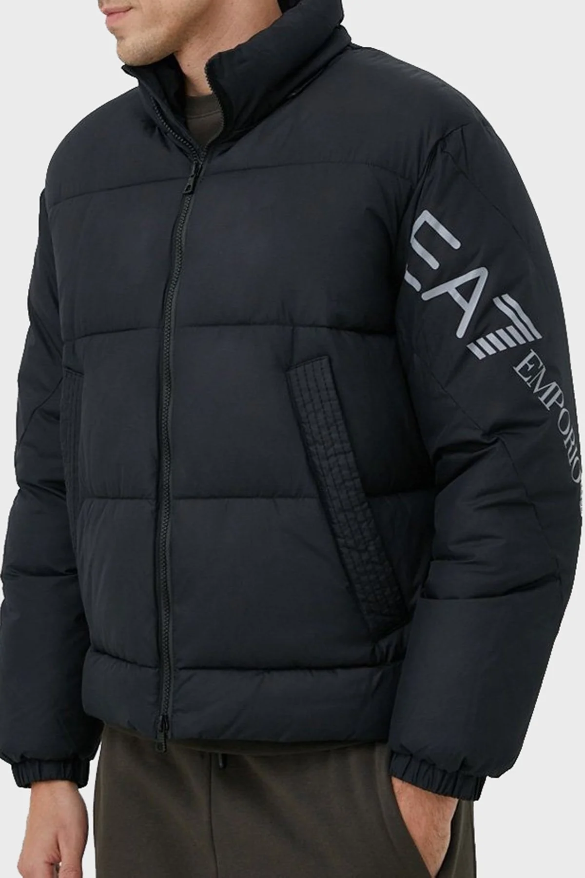 EA7 Rüzgar Geçirmez Çıkarılabilir Kapüşonlu Şişme Erkek Mont 6LPK03 PNADZ 1200 SİYAH - 4