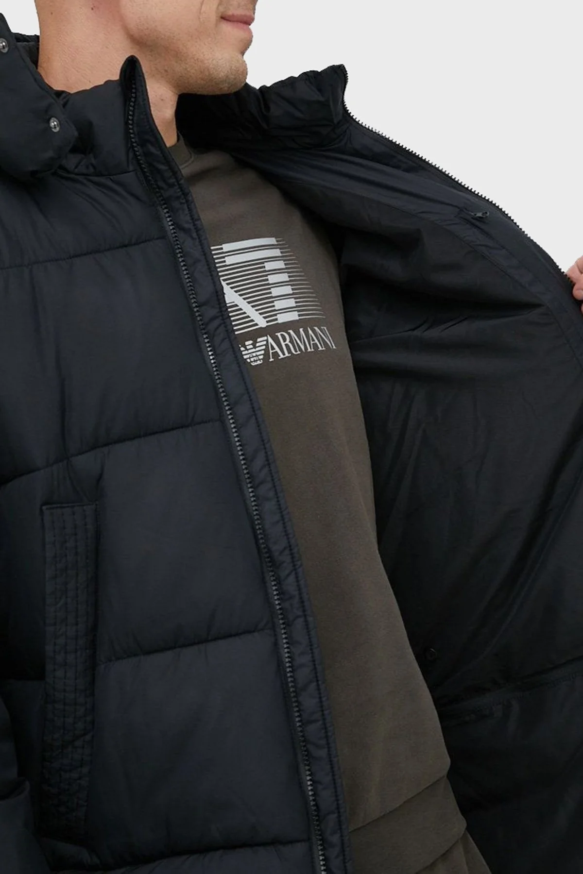 EA7 Rüzgar Geçirmez Çıkarılabilir Kapüşonlu Şişme Erkek Mont 6LPK03 PNADZ 1200 SİYAH - 5