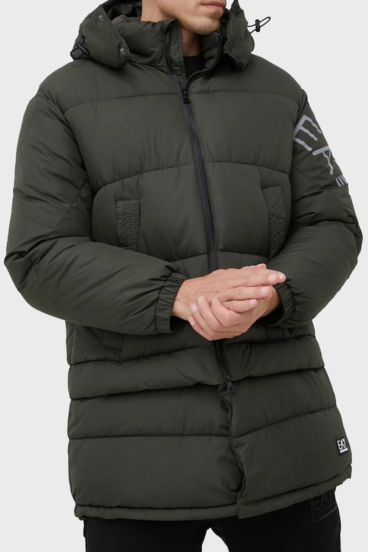 EA7 Rüzgar Geçirmez Çıkarılabilir Kapüşonlu Şişme Erkek Mont 6LPK03 PNADZ 1866 HAKİ - 1