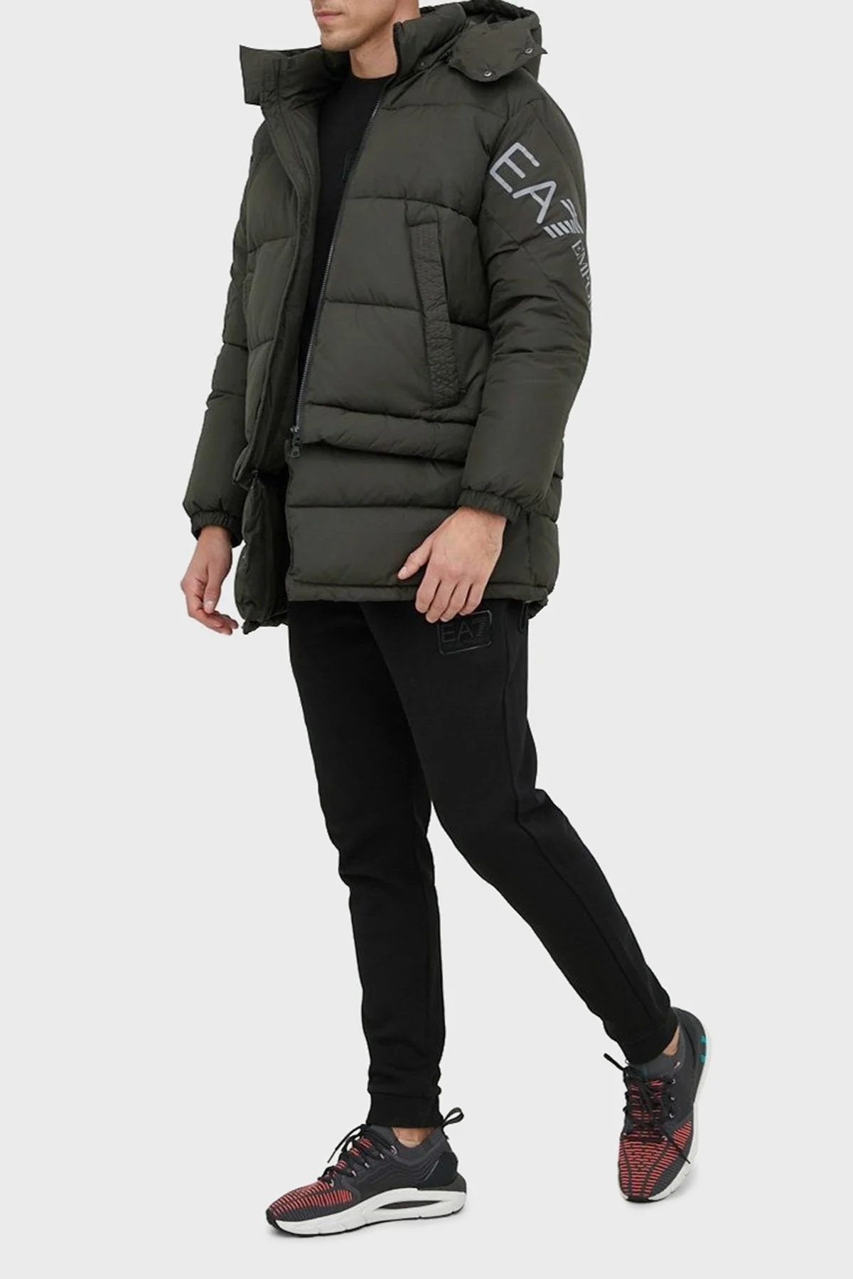 EA7 Rüzgar Geçirmez Çıkarılabilir Kapüşonlu Şişme Erkek Mont 6LPK03 PNADZ 1866 HAKİ - 2