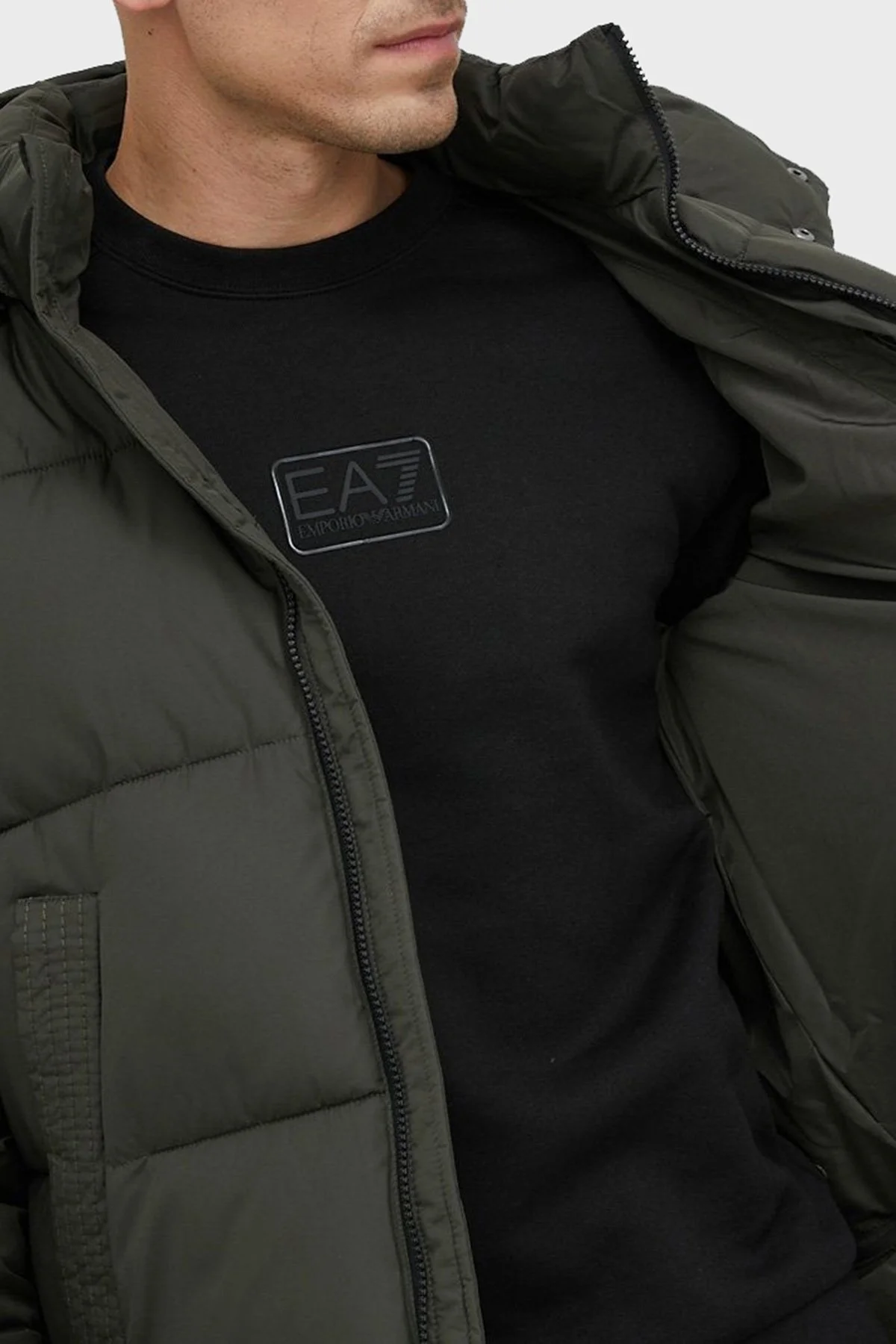 EA7 Rüzgar Geçirmez Çıkarılabilir Kapüşonlu Şişme Erkek Mont 6LPK03 PNADZ 1866 HAKİ - 5