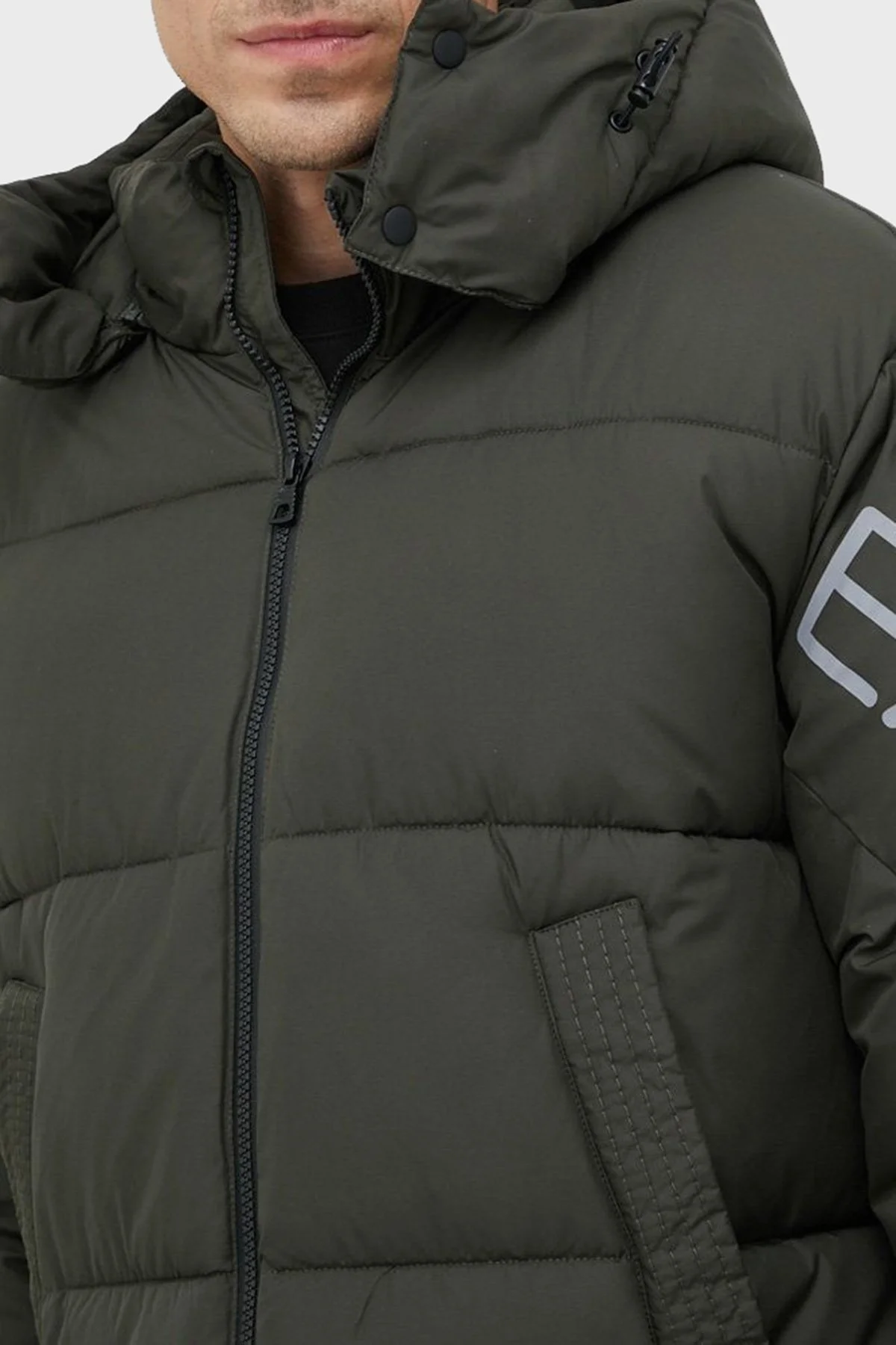 EA7 Rüzgar Geçirmez Çıkarılabilir Kapüşonlu Şişme Erkek Mont 6LPK03 PNADZ 1866 HAKİ - 7