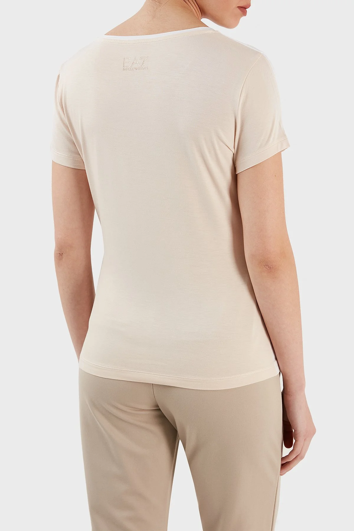 EA7 Slim Fit Bisiklet Yaka Kadın T Shirt 3RTT21 TJKMZ 1100 BEYAZ - 5