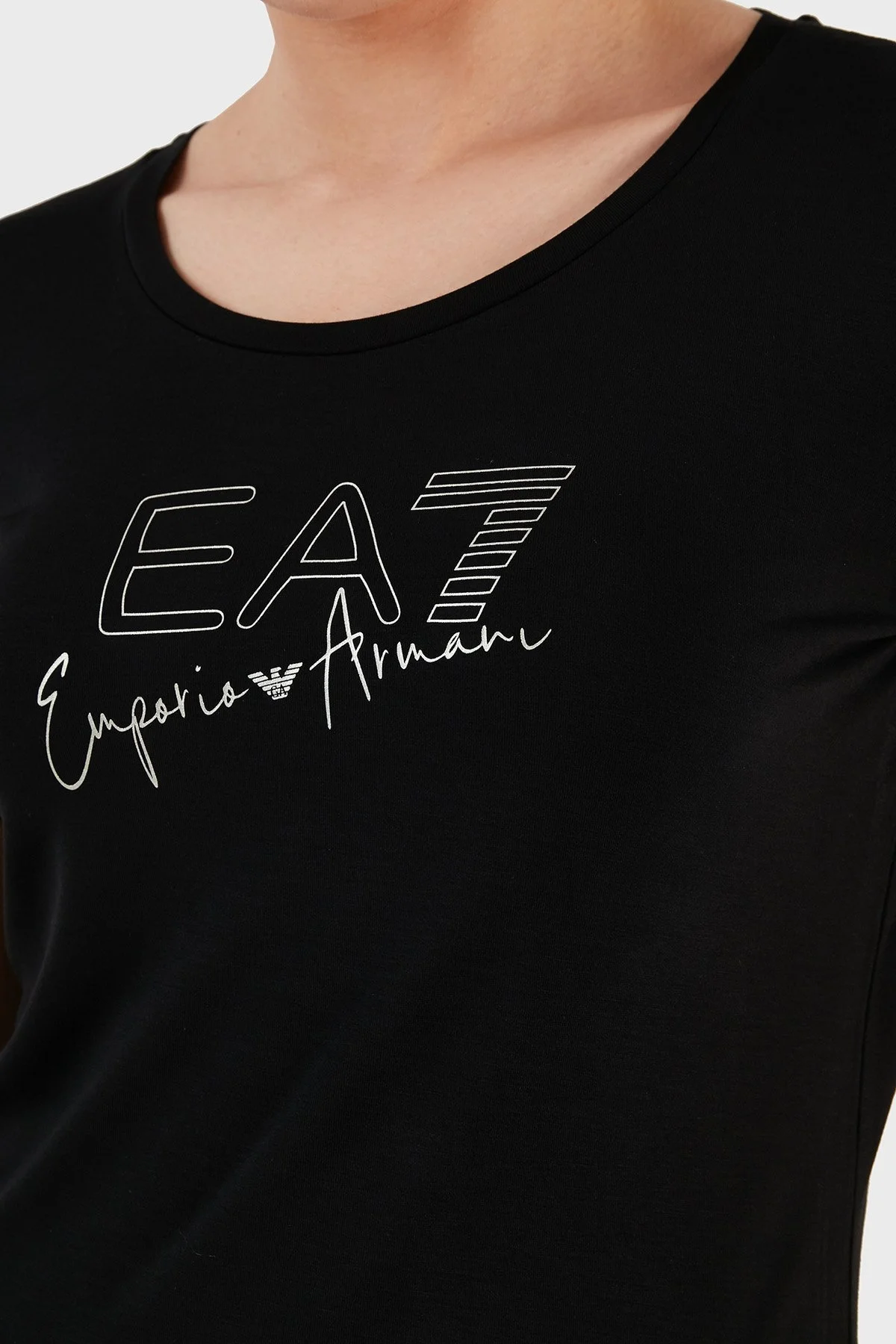 EA7 Slim Fit Bisiklet Yaka Bayan T Shirt 3RTT21 TJKMZ 1200 SİYAH - 4