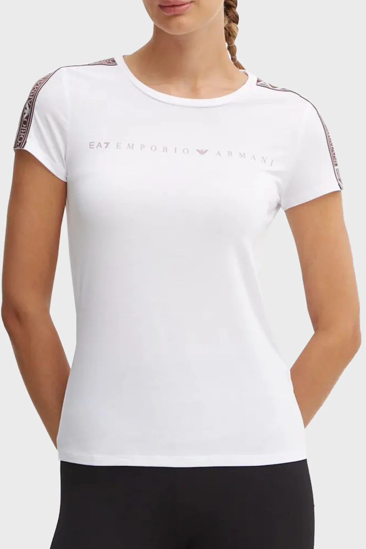 EA7 Slim Fit Bisiklet Yaka Kadın T Shirt 6DTT03 TJKUZ 1100 BEYAZ - 1