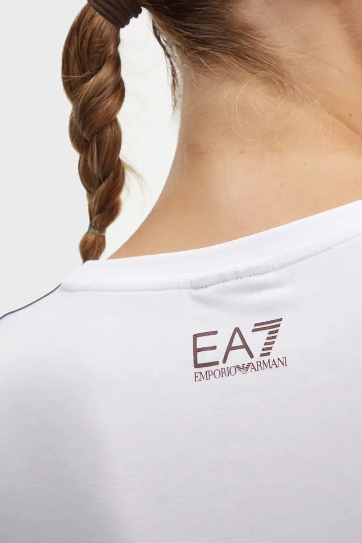 EA7 Slim Fit Bisiklet Yaka Kadın T Shirt 6DTT03 TJKUZ 1100 BEYAZ - 2