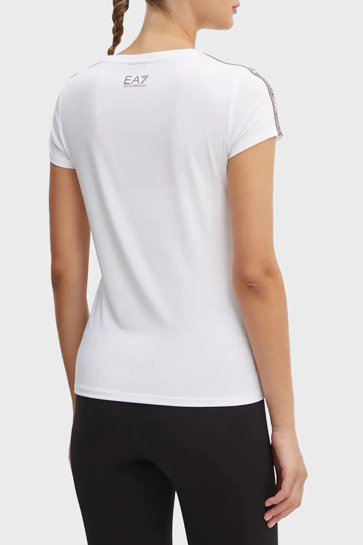 EA7 Slim Fit Bisiklet Yaka Kadın T Shirt 6DTT03 TJKUZ 1100 BEYAZ - 3