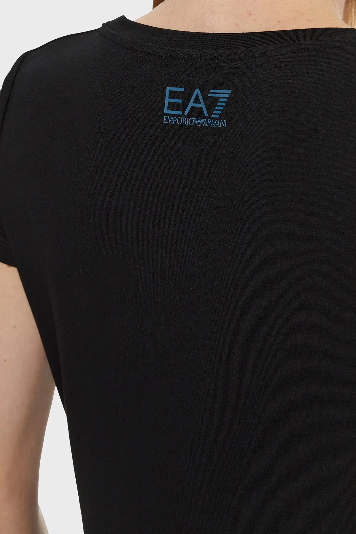 EA7 Slim Fit Bisiklet Yaka Kadın T Shirt 6DTT03 TJKUZ 1200 SİYAH - 5