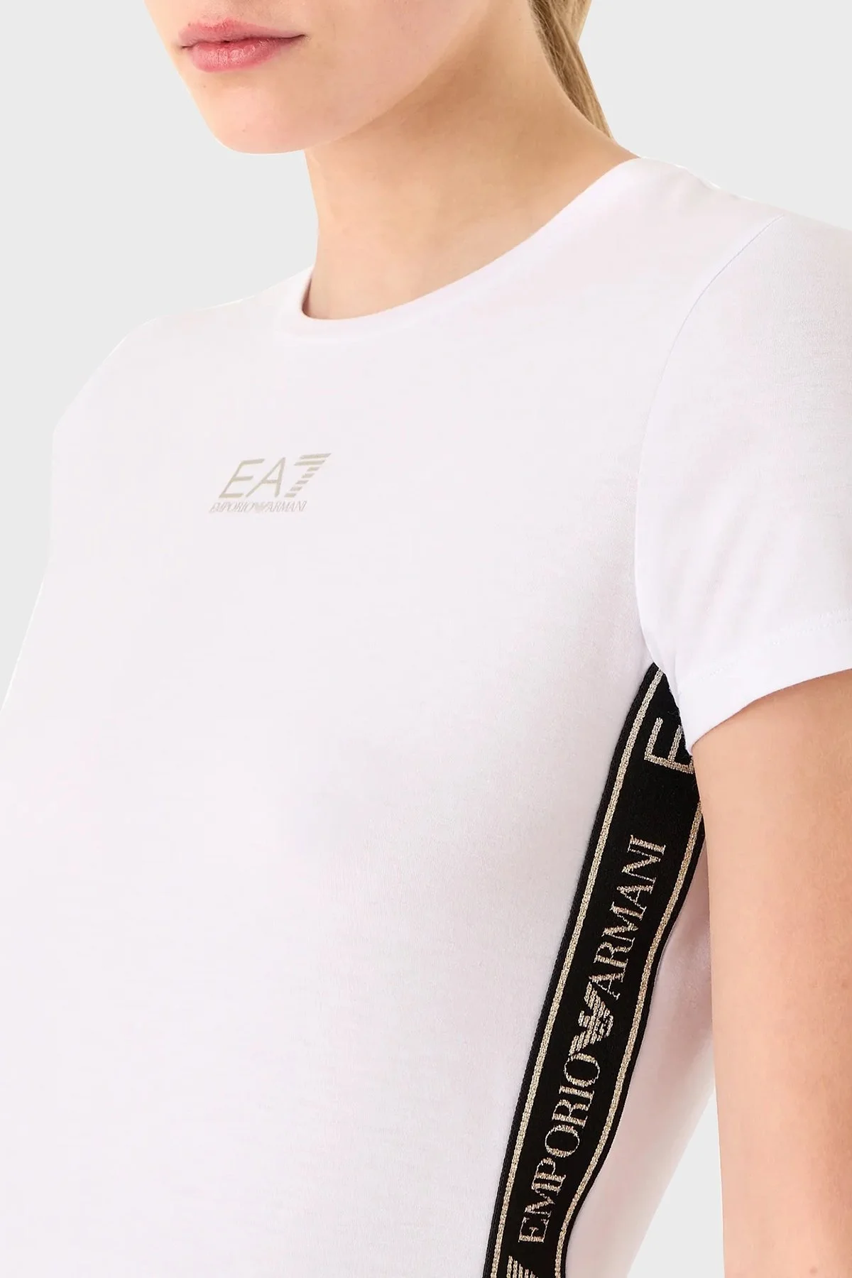 EA7 Slim Fit Bisiklet Yaka Bayan T Shirt 6RTT25 TJKUZ 1100 BEYAZ - 3