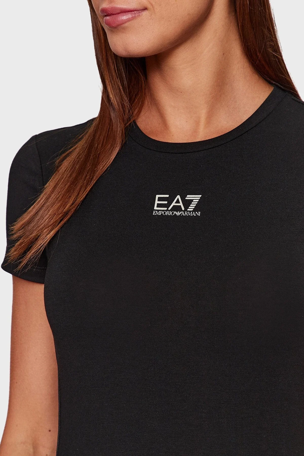 EA7 Slim Fit Bisiklet Yaka Bayan T Shirt 6RTT25 TJKUZ 1200 SİYAH - 4
