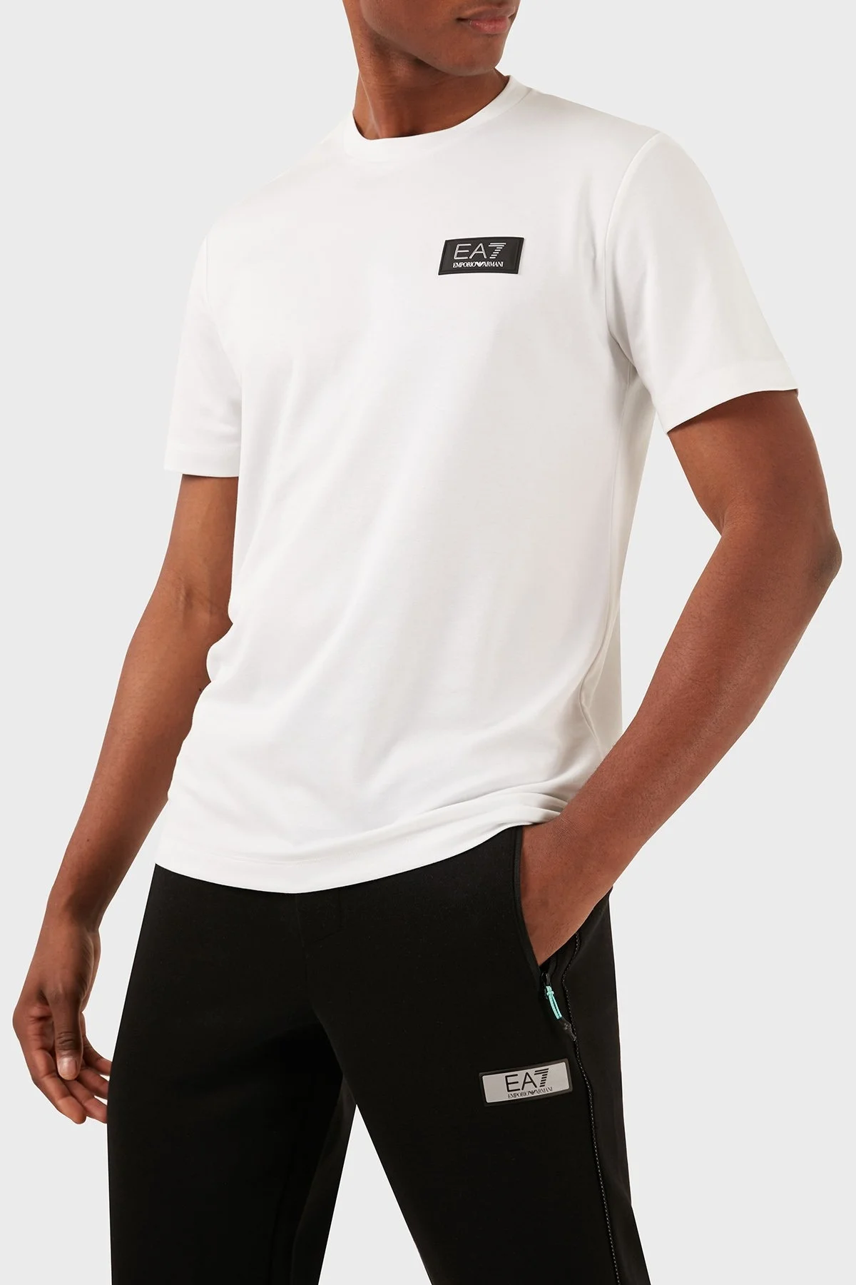 EA7 Slim Fit Bisiklet Yaka Erkek T Shirt 3DPT72 PJUJZ 1100 BEYAZ - 7