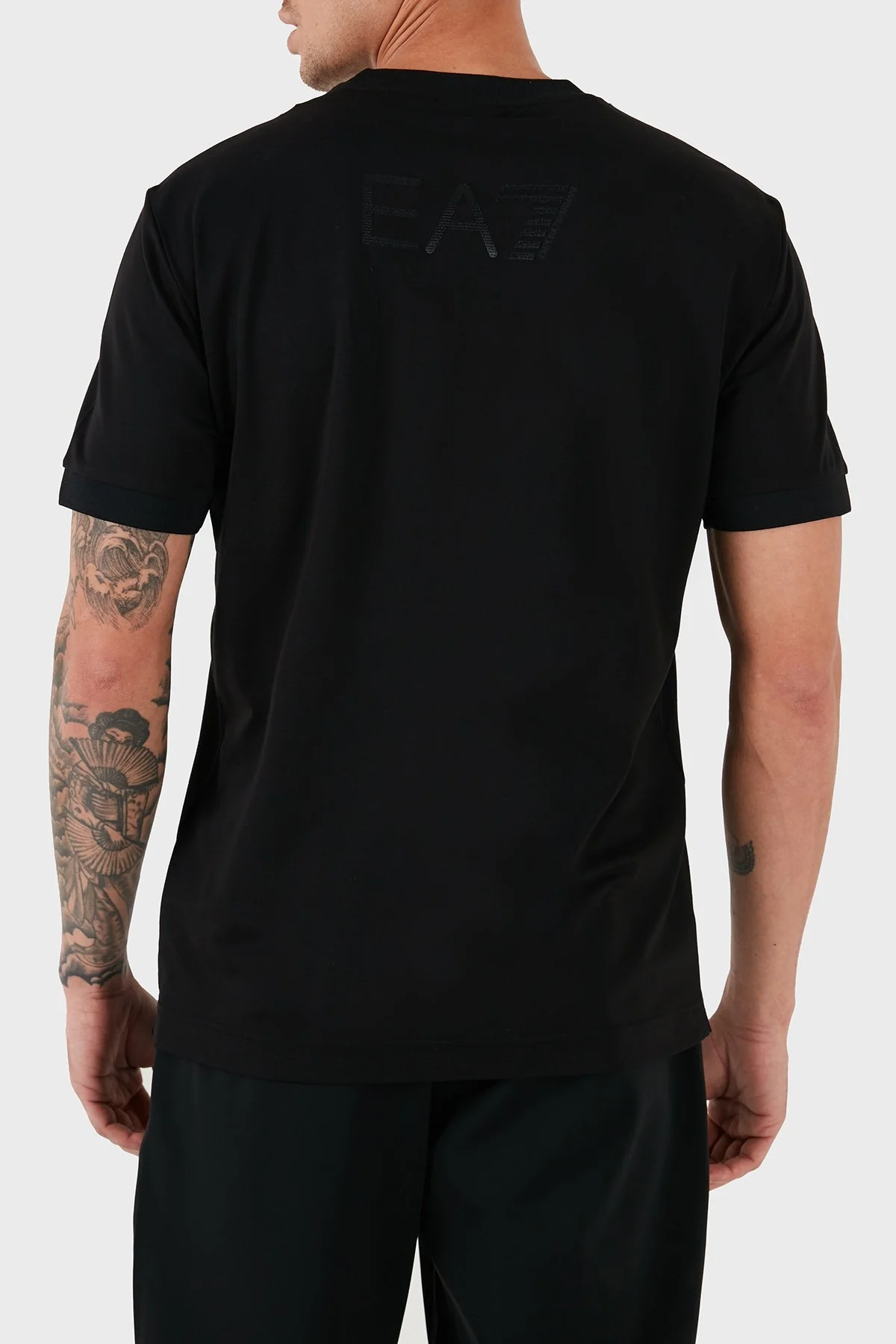 EA7 Slim Fit Bisiklet Yaka Logolu Erkek T Shirt 6DPT18 PJRGZ 1200 SİYAH - 2