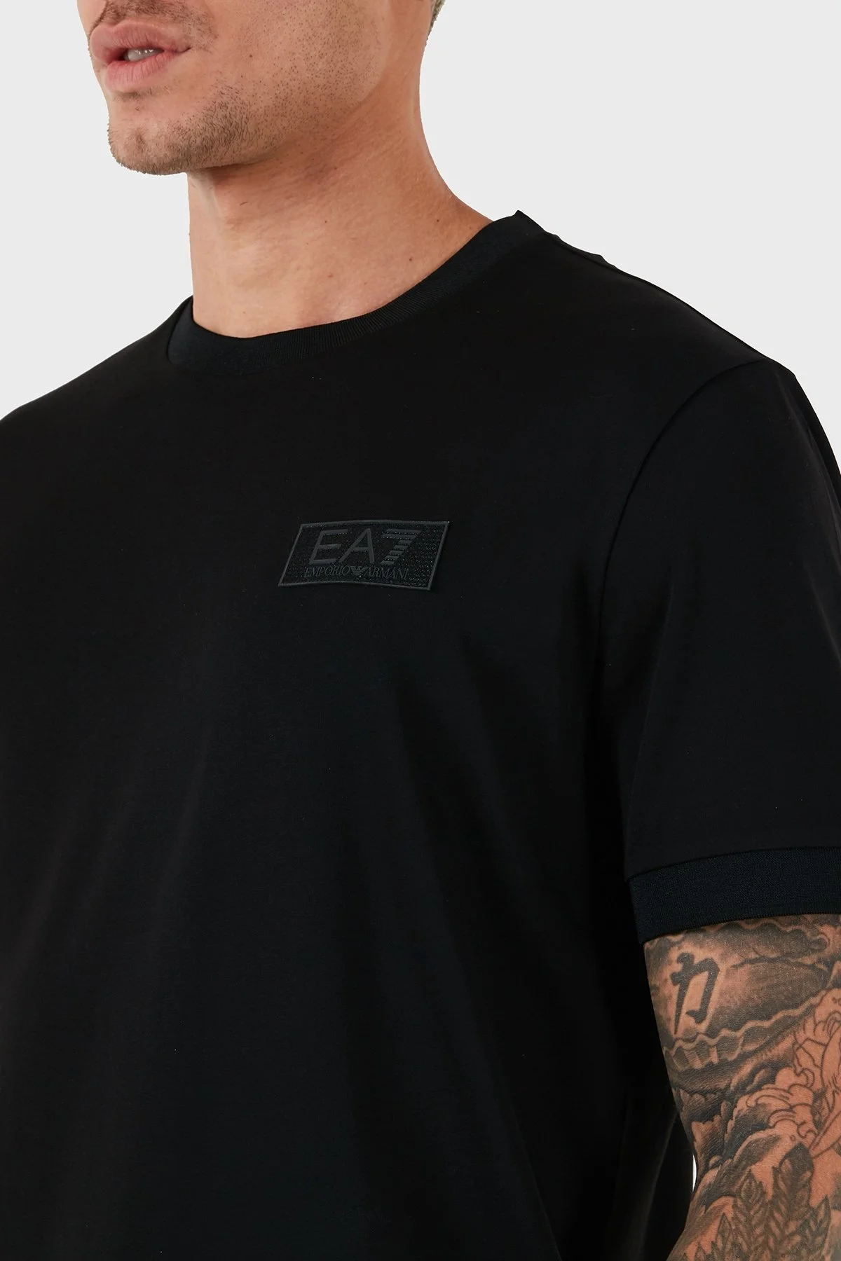 EA7 Slim Fit Bisiklet Yaka Logolu Erkek T Shirt 6DPT18 PJRGZ 1200 SİYAH - 3