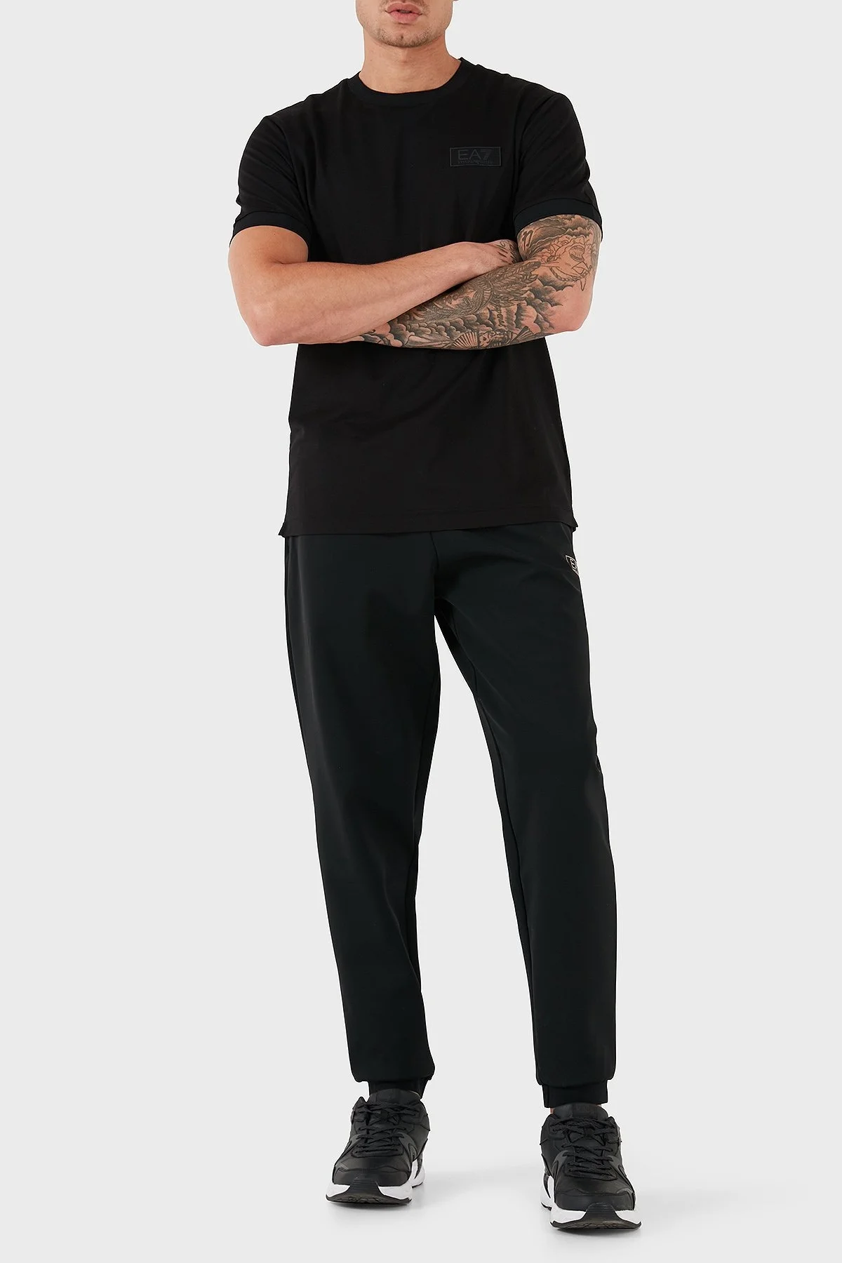 EA7 Slim Fit Bisiklet Yaka Logolu Erkek T Shirt 6DPT18 PJRGZ 1200 SİYAH - 4