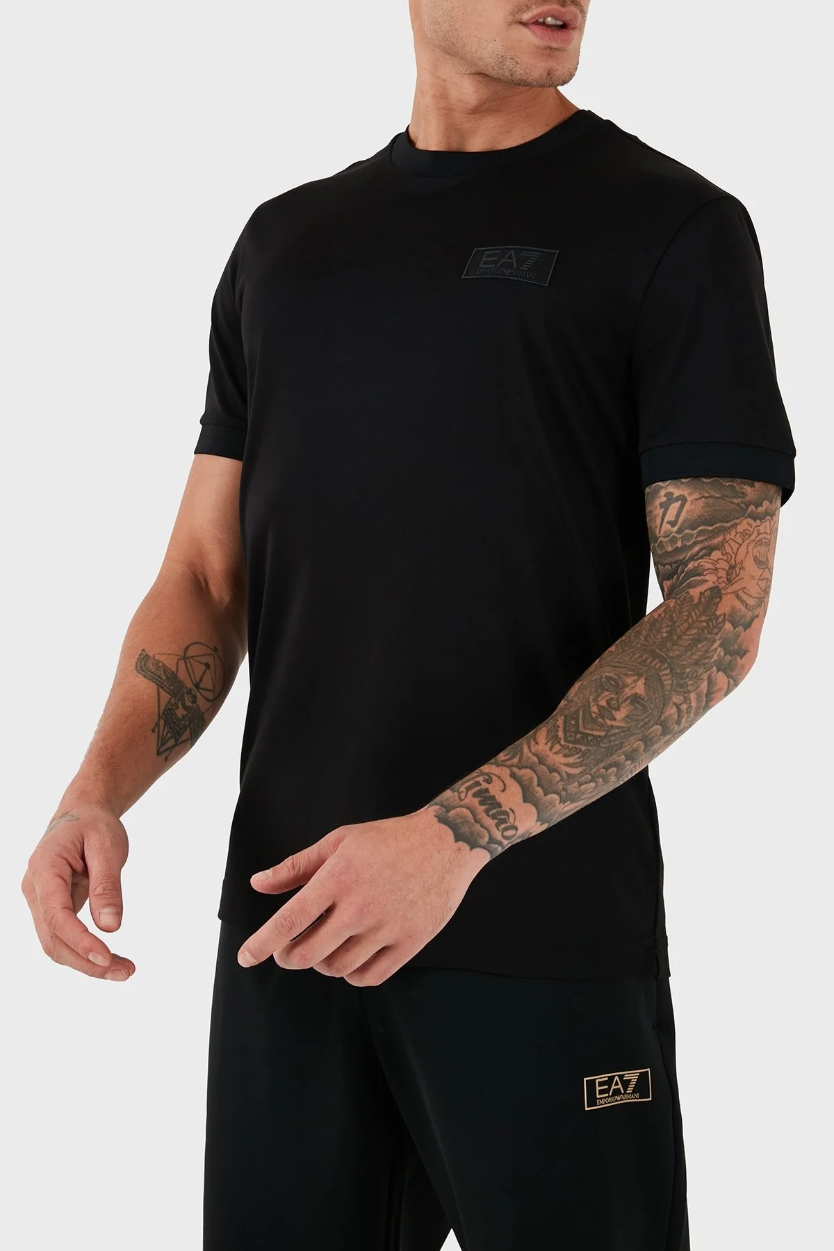 EA7 Slim Fit Bisiklet Yaka Logolu Erkek T Shirt 6DPT18 PJRGZ 1200 SİYAH - 5