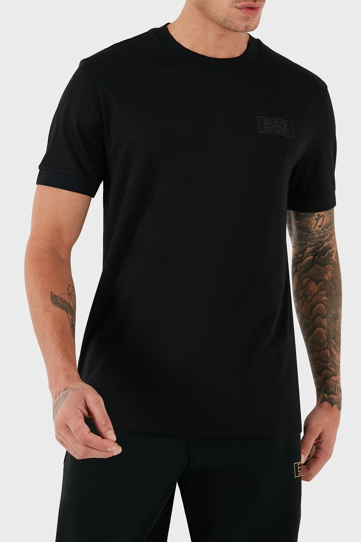 EA7 Slim Fit Bisiklet Yaka Logolu Erkek T Shirt 6DPT18 PJRGZ 1200 SİYAH - 6