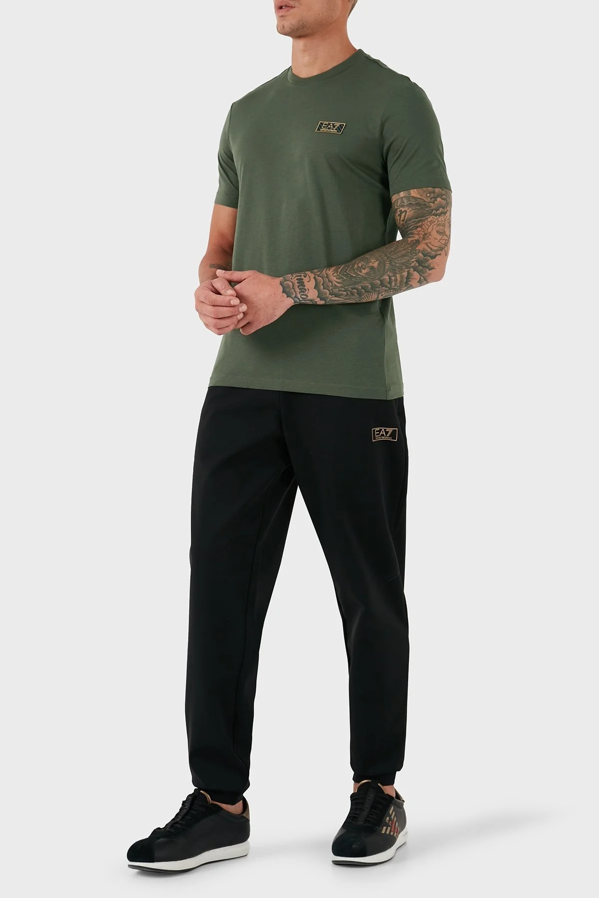 EA7 Slim Fit Bisiklet Yaka Logolu Erkek T Shirt 7M000021 AF10170 U8100 HAKİ - 2