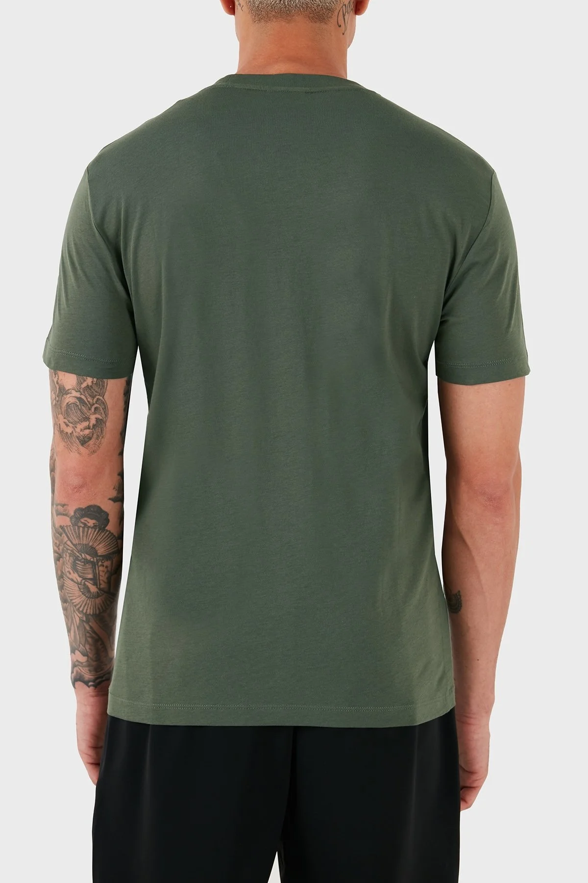 EA7 Slim Fit Bisiklet Yaka Logolu Erkek T Shirt 7M000021 AF10170 U8100 HAKİ - 3