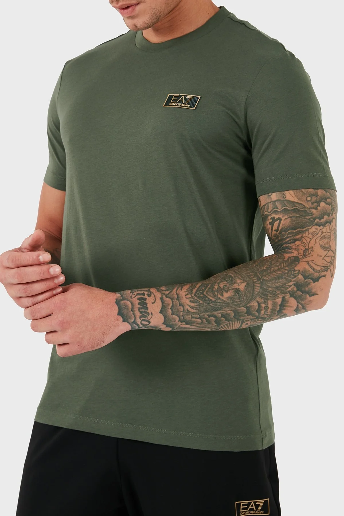 EA7 Slim Fit Bisiklet Yaka Logolu Erkek T Shirt 7M000021 AF10170 U8100 HAKİ - 6