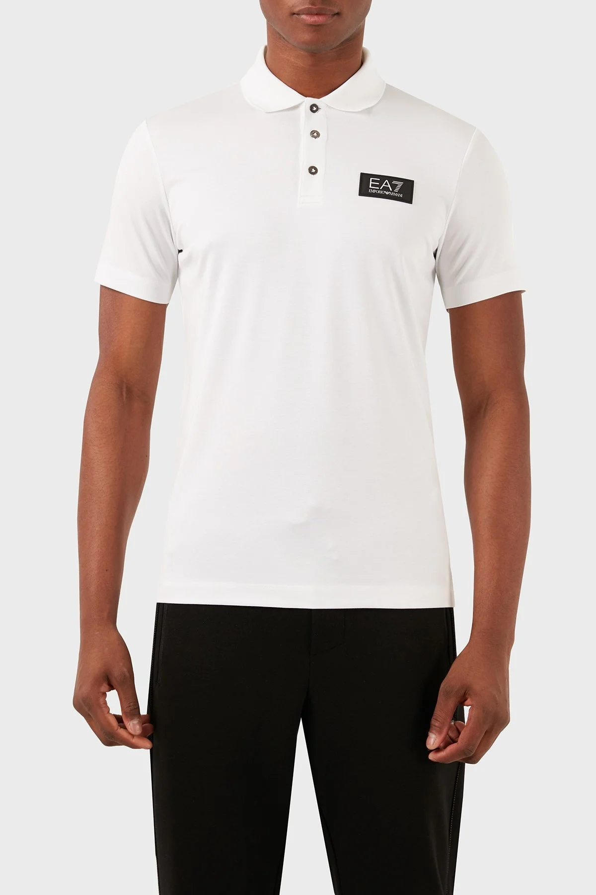 EA7 Slim Fit Düğmeli Erkek Polo Yaka T Shirt 3DPF78 PJUJZ 1100 BEYAZ - 1