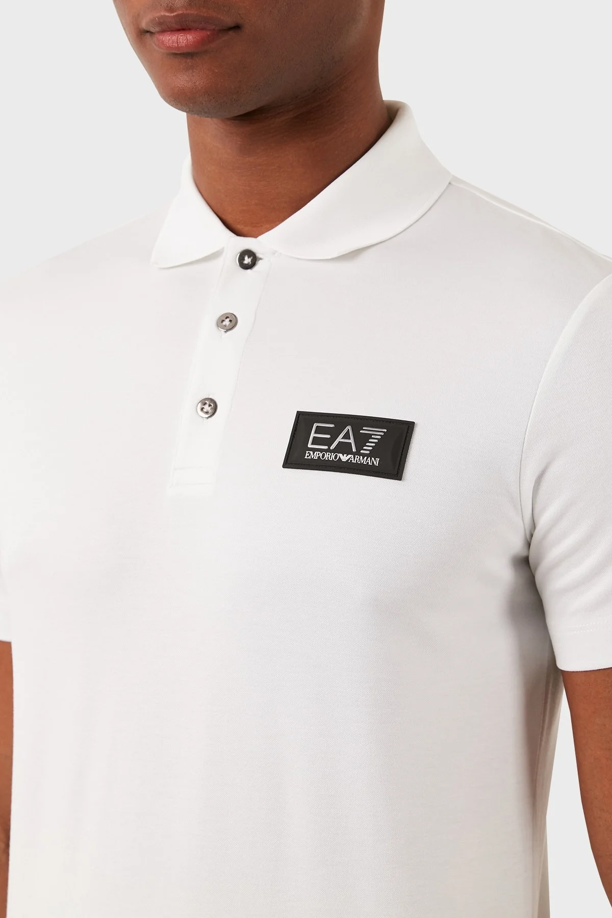 EA7 Slim Fit Düğmeli Erkek Polo Yaka T Shirt 3DPF78 PJUJZ 1100 BEYAZ - 5