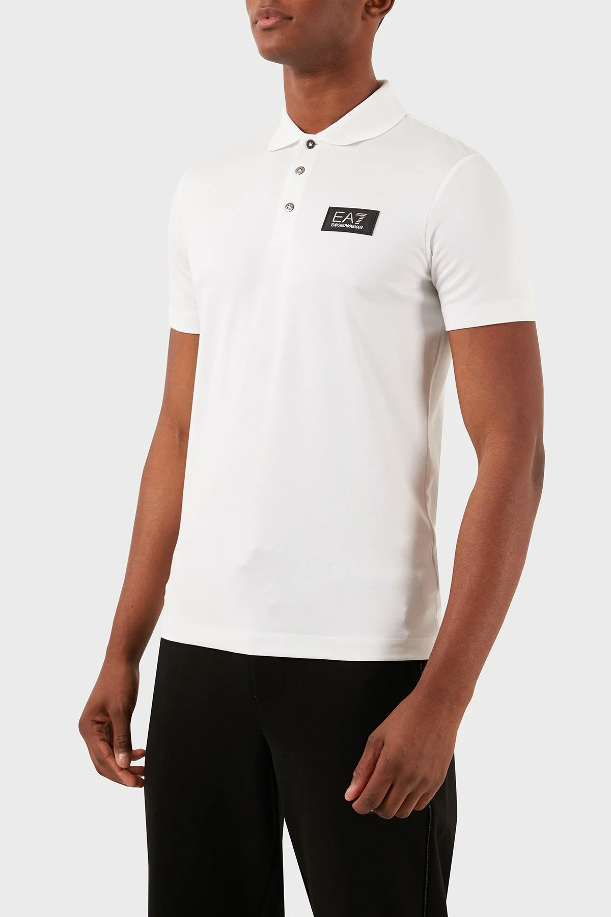 EA7 Slim Fit Düğmeli Erkek Polo Yaka T Shirt 3DPF78 PJUJZ 1100 BEYAZ - 6