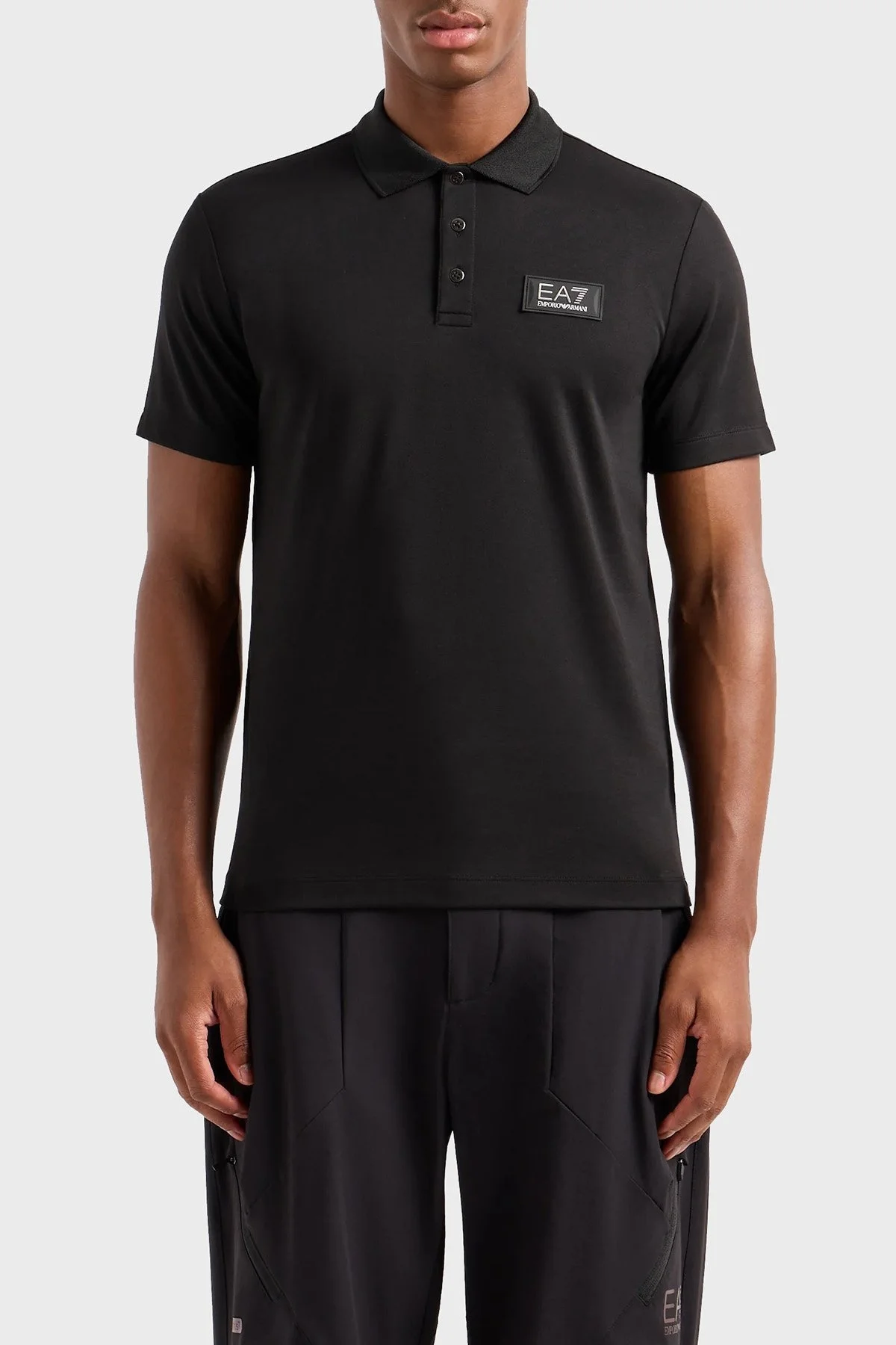 EA7 Slim Fit Düğmeli Erkek Polo Yaka T Shirt 3DPF78 PJUJZ 1200 SİYAH - 1