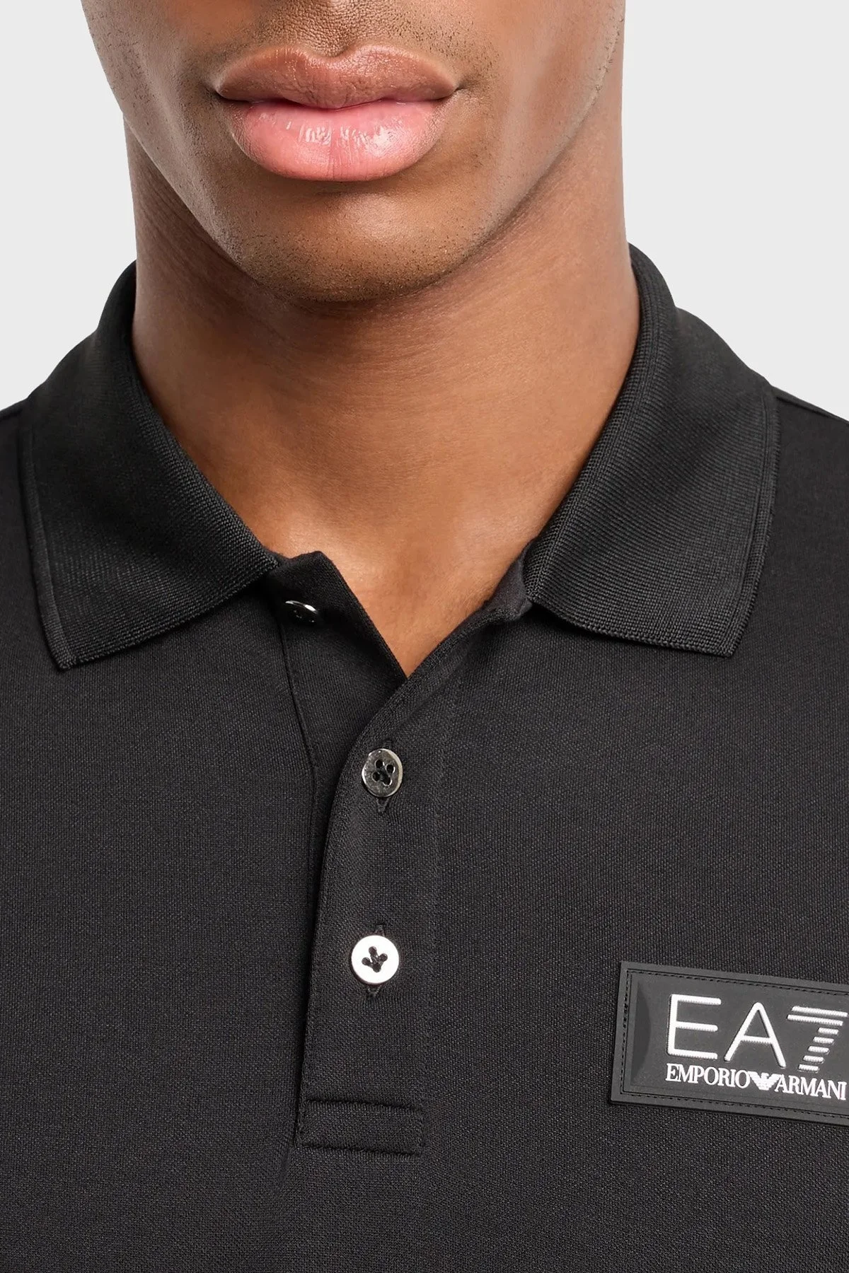 EA7 Slim Fit Düğmeli Erkek Polo Yaka T Shirt 3DPF78 PJUJZ 1200 SİYAH - 4