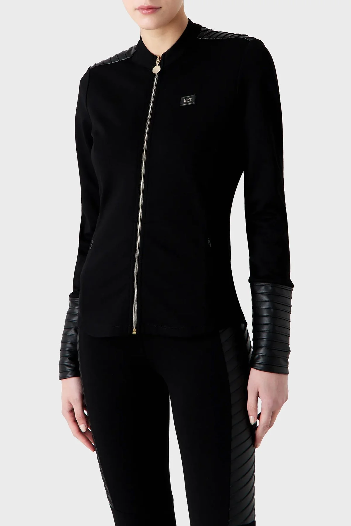 EA7 Slim Fit Fermuarlı Dik Yaka Kışlık Bayan Sweat 6RTM32 TJRLZ 1200 SİYAH - 1