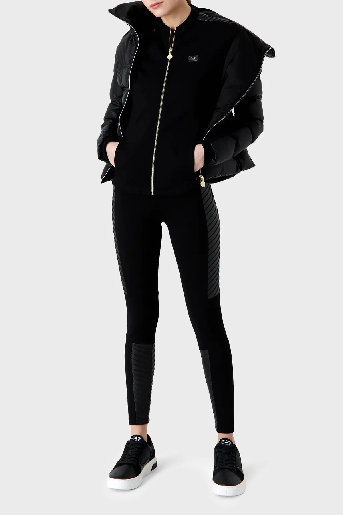 EA7 Slim Fit Fermuarlı Dik Yaka Kışlık Bayan Sweat 6RTM32 TJRLZ 1200 SİYAH - 2