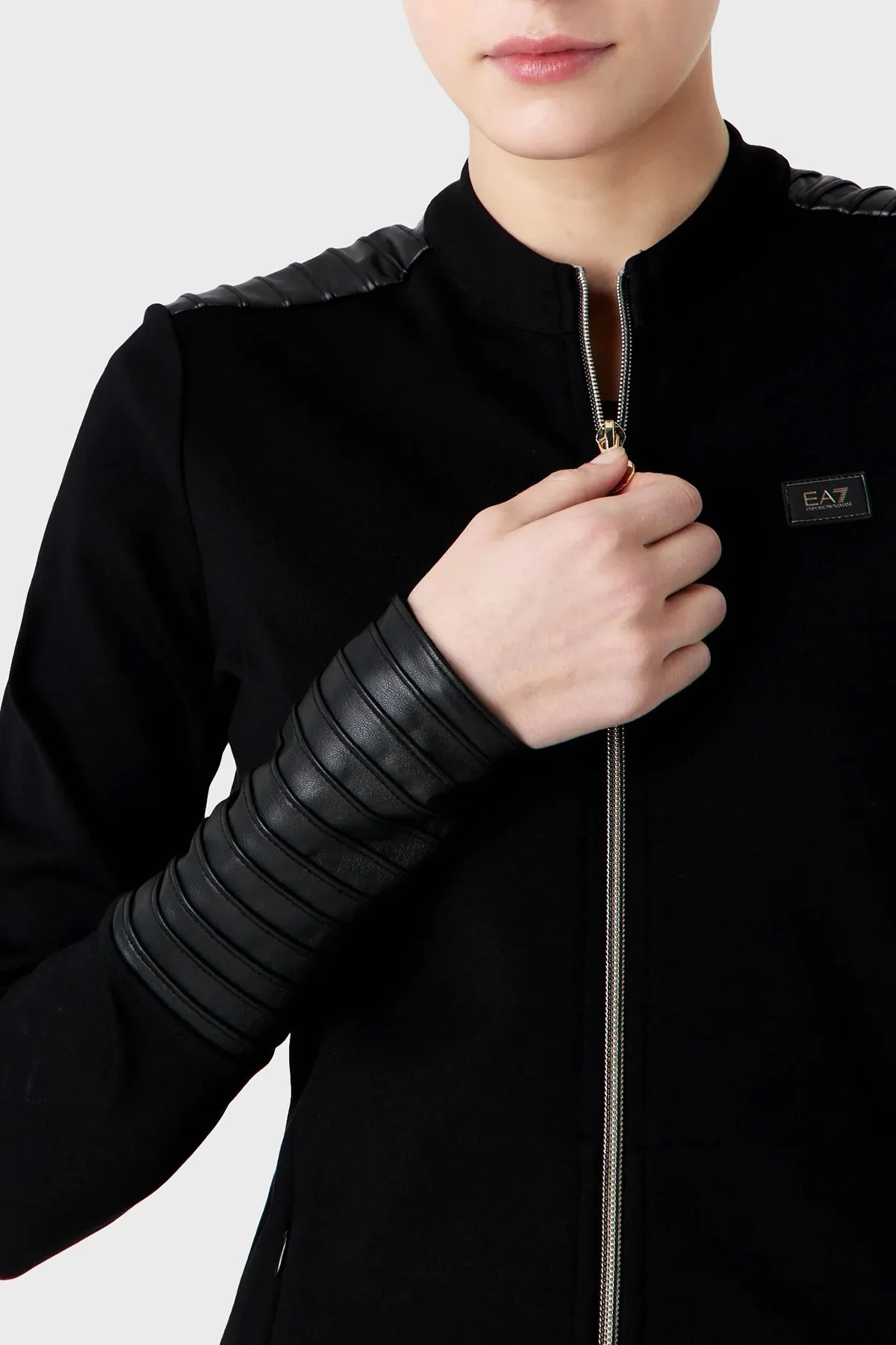 EA7 Slim Fit Fermuarlı Dik Yaka Kışlık Bayan Sweat 6RTM32 TJRLZ 1200 SİYAH - 3