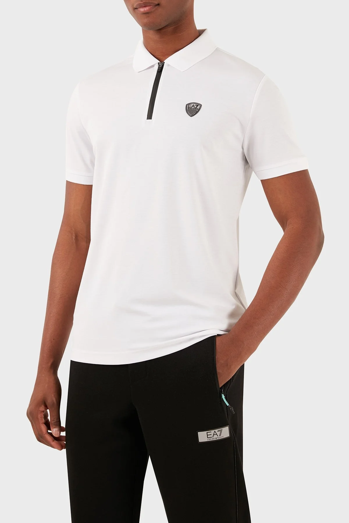 EA7 Slim Fit Fermuarlı Erkek Polo Yaka T Shirt 8NPF13 PJRGZ 1100 BEYAZ - 2