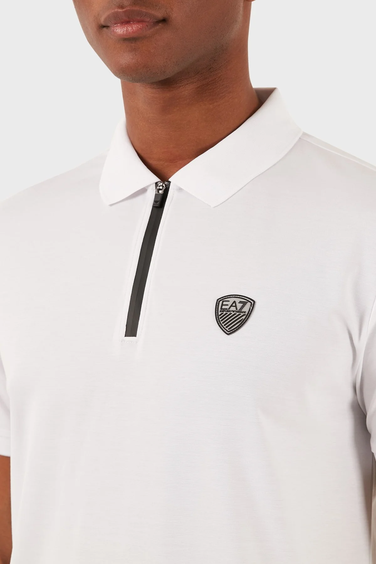EA7 Slim Fit Fermuarlı Erkek Polo Yaka T Shirt 8NPF13 PJRGZ 1100 BEYAZ - 4