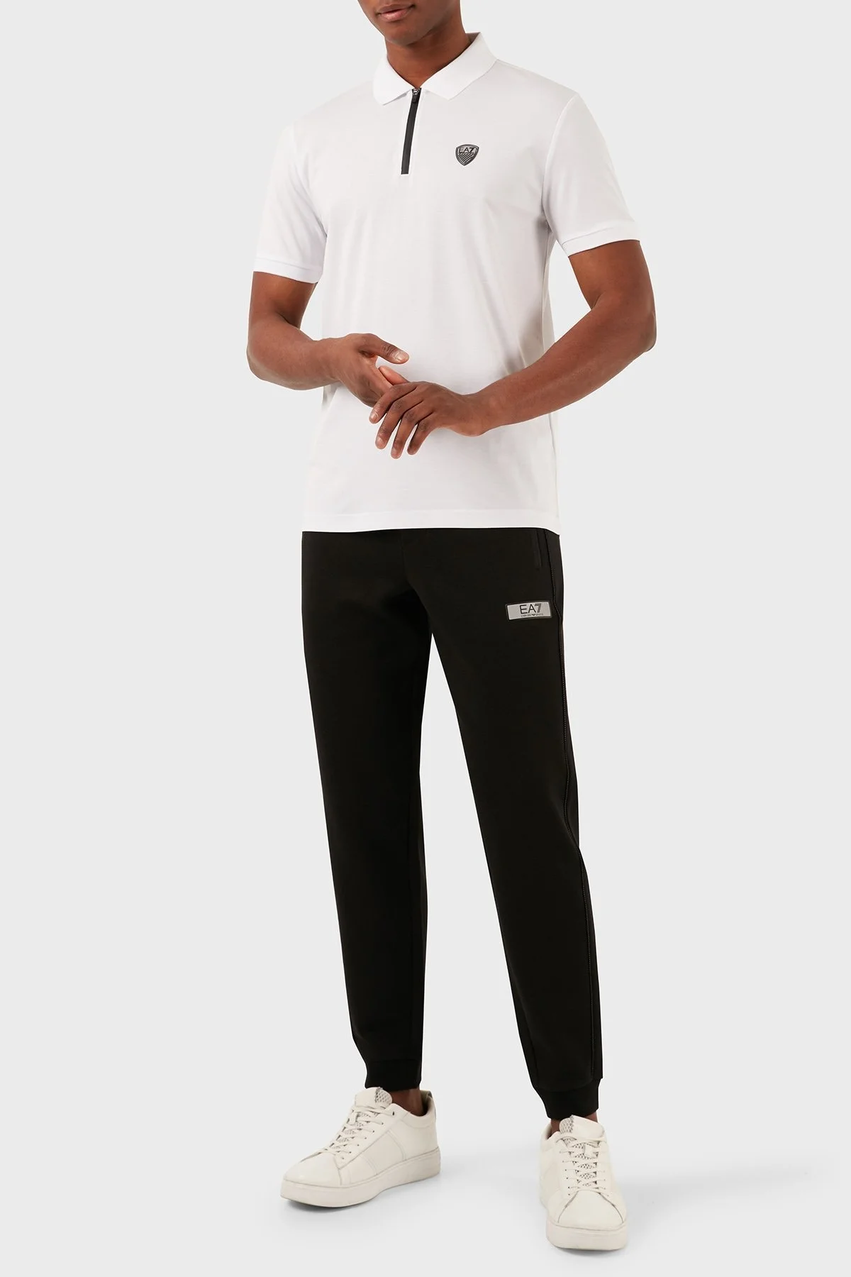 EA7 Slim Fit Fermuarlı Erkek Polo Yaka T Shirt 8NPF13 PJRGZ 1100 BEYAZ - 5