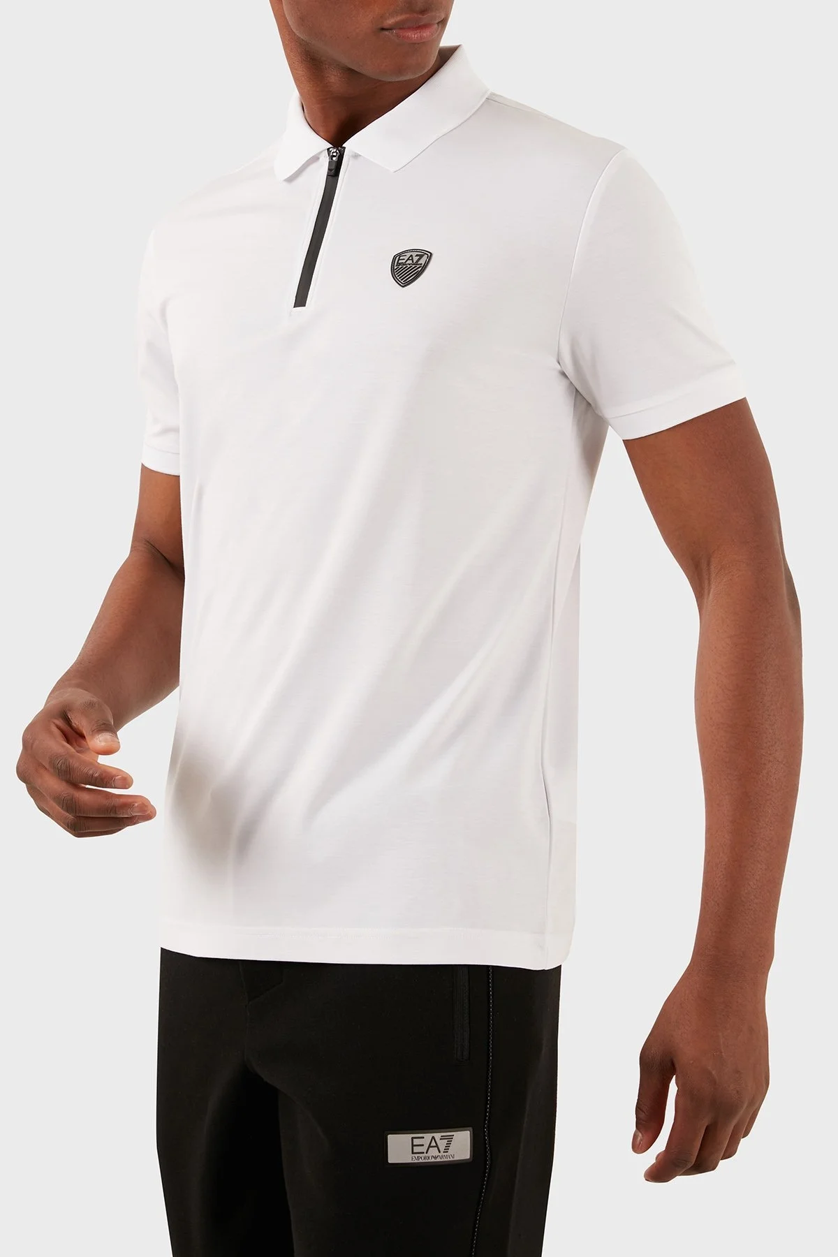 EA7 Slim Fit Fermuarlı Erkek Polo Yaka T Shirt 8NPF13 PJRGZ 1100 BEYAZ - 6