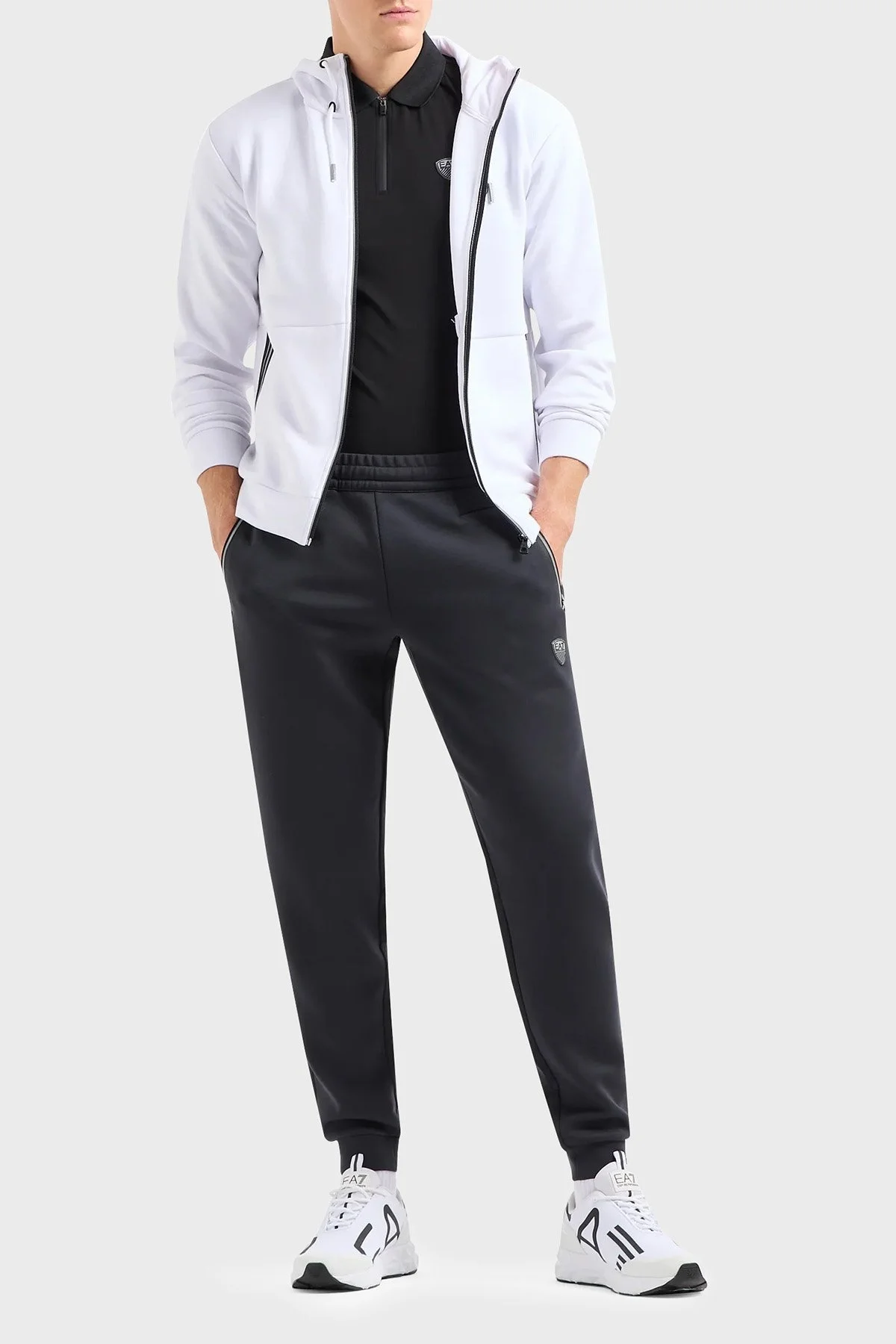 EA7 Slim Fit Fermuarlı Polo Yaka Erkek T Shirt 8NPF13 PJRGZ 1200 SİYAH - 3