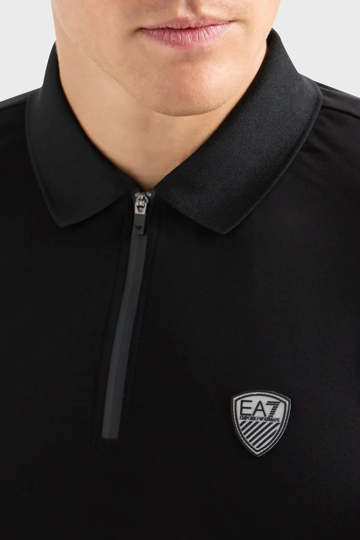 EA7 Slim Fit Fermuarlı Polo Yaka Erkek T Shirt 8NPF13 PJRGZ 1200 SİYAH - 7