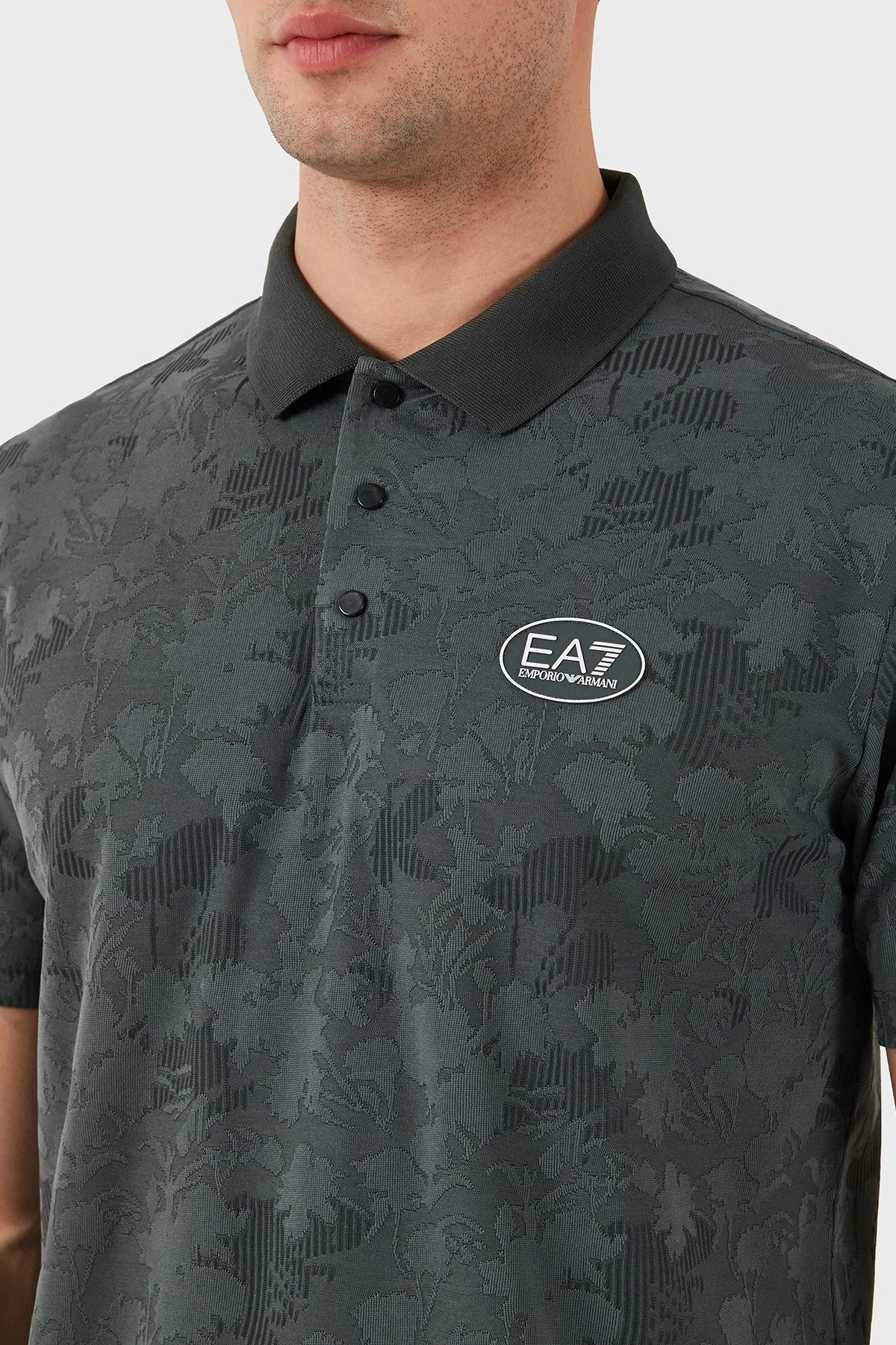 EA7 Slim Fit Jakarlı Düğmeli Erkek Polo Yaka T Shirt 7M000049 AF13917 U8109 HAKİ - 4