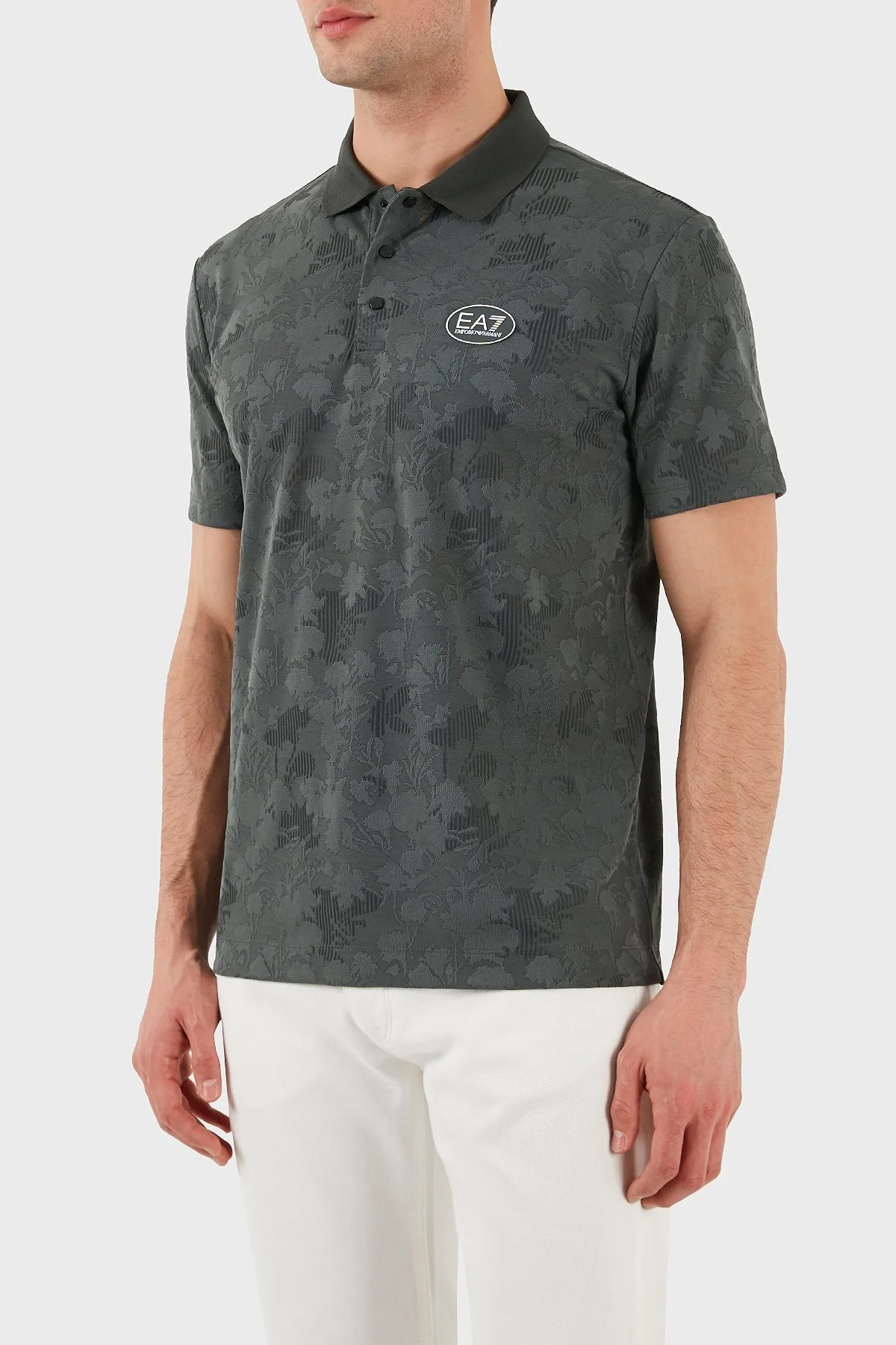EA7 Slim Fit Jakarlı Düğmeli Erkek Polo Yaka T Shirt 7M000049 AF13917 U8109 HAKİ - 5