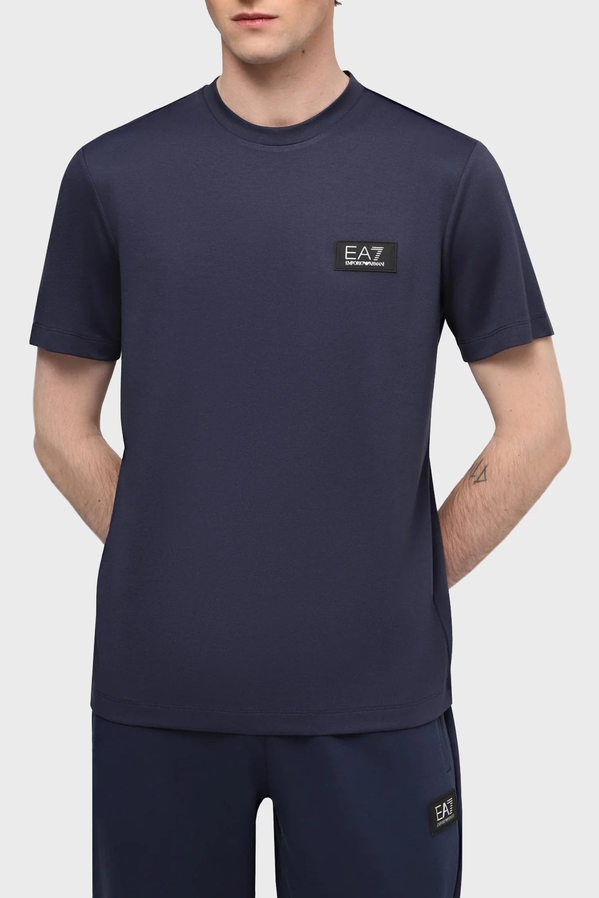 EA7 Slim Fit Logolu Bisiklet Yaka Erkek T Shirt 3DPT72 PJUJZ 1554 LACİVERT - 1