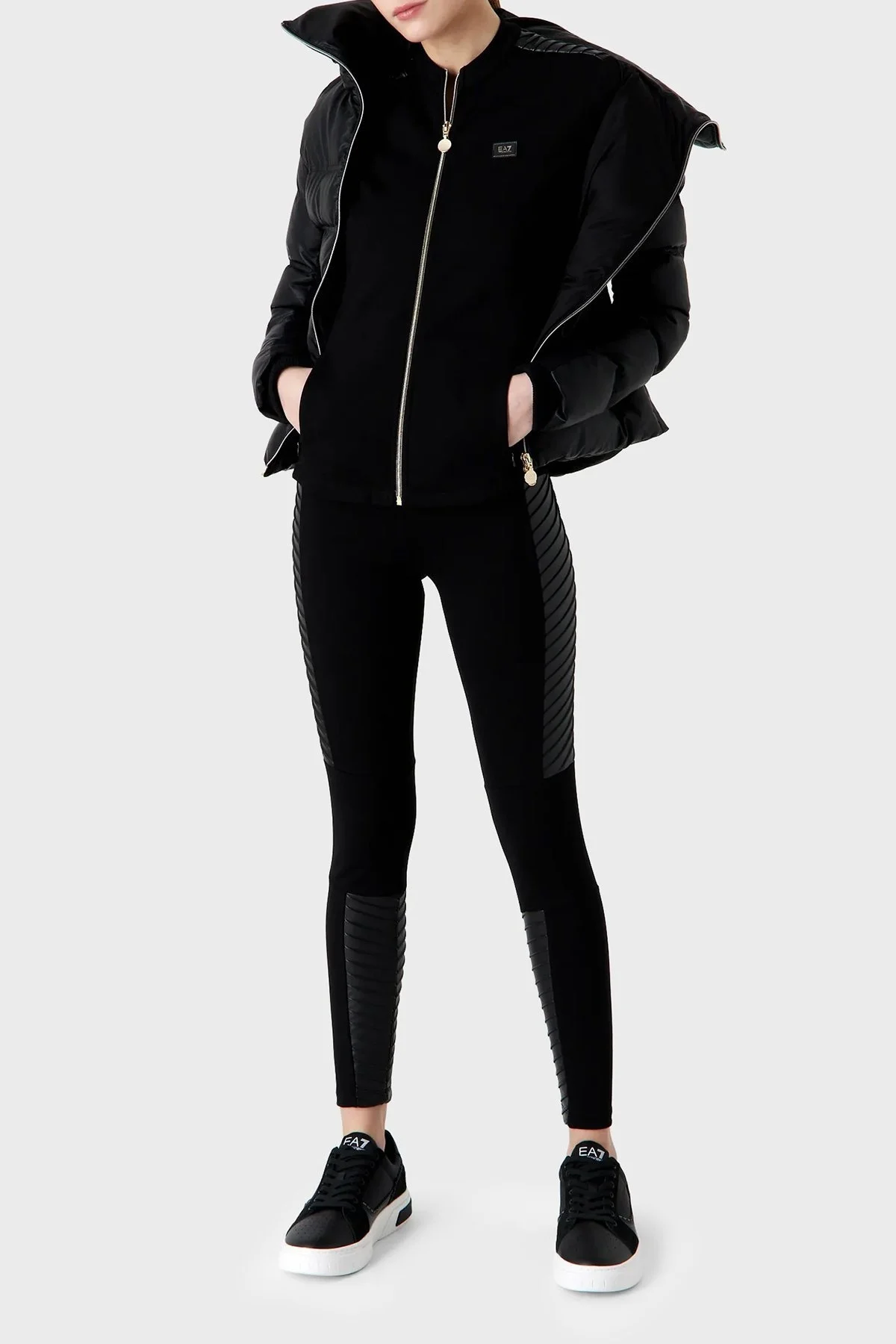 EA7 Slim Fit Viskon Karışımlı Kışlık Bayan Tayt 6RTP73 TJRLZ 1200 SİYAH - 3