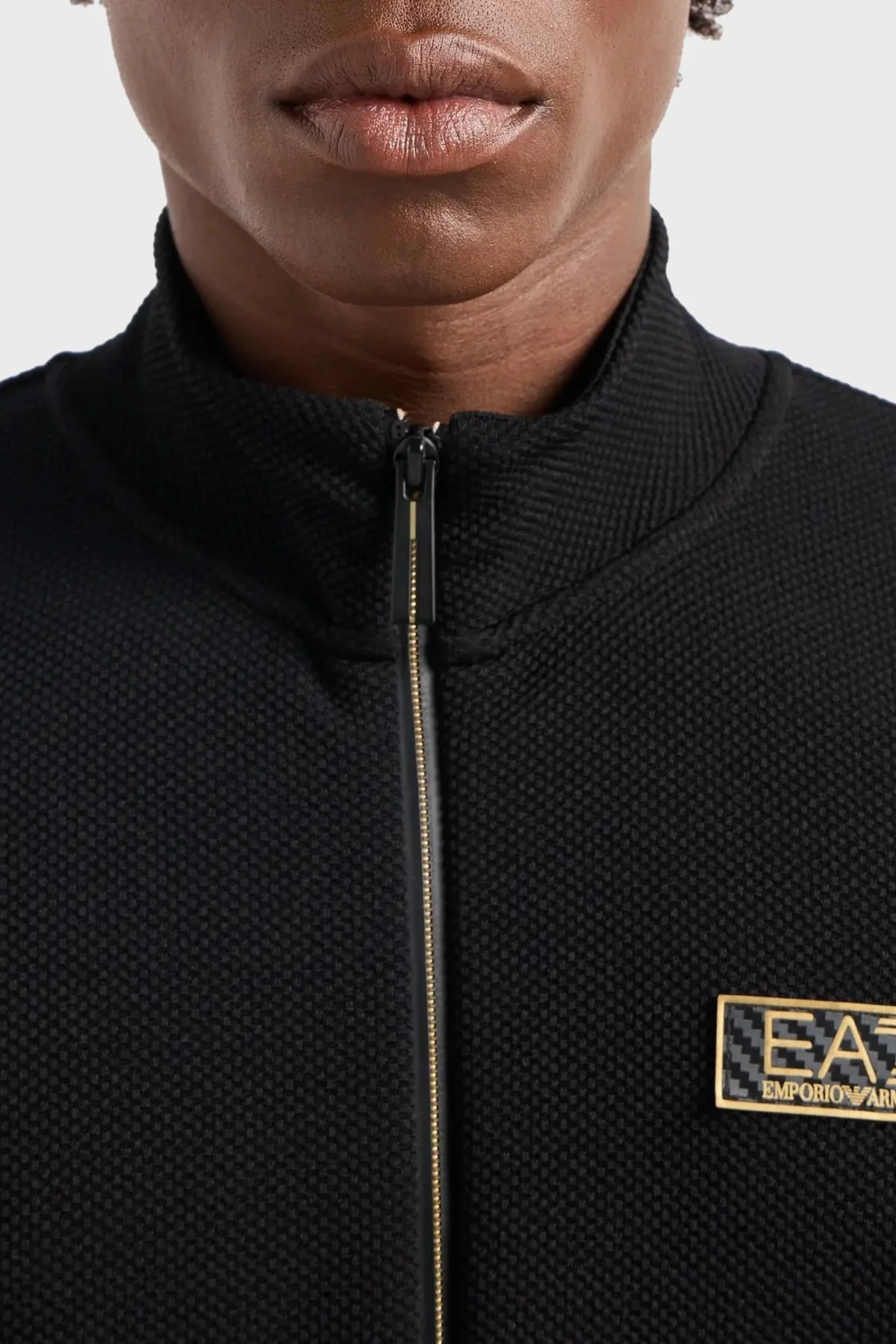 EA7 Streç Logolu Regular Fit Fermuarlı Dik Yaka Erkek Sweat 7M000036 AF10344 UC001 SİYAH - 4