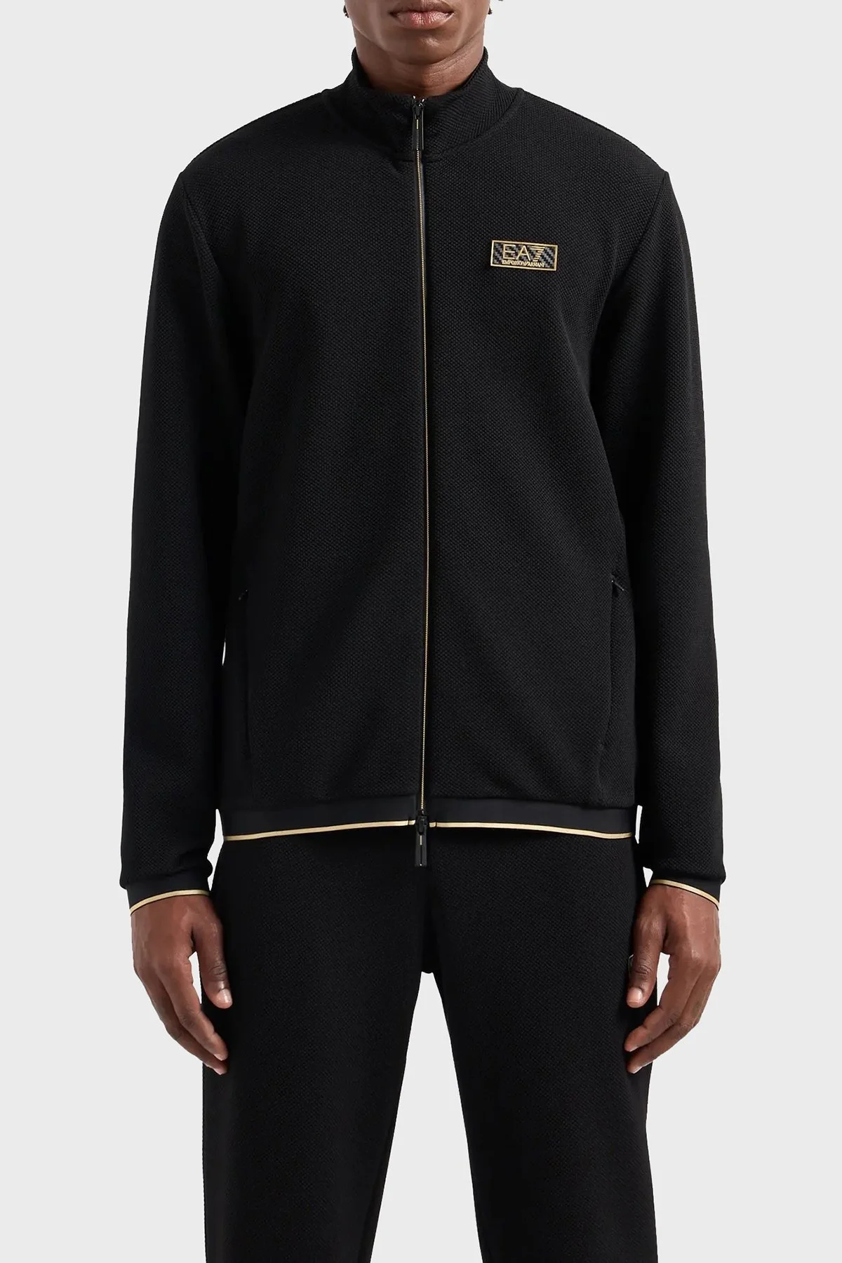 EA7 Streç Logolu Regular Fit Fermuarlı Dik Yaka Erkek Sweat 7M000036 AF10344 UC001 SİYAH - 6