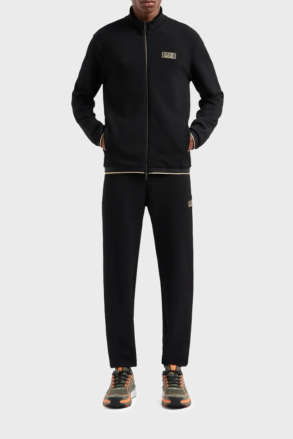 EA7 Streç Logolu Regular Fit Fermuarlı Dik Yaka Erkek Sweat 7M000036 AF10344 UC001 SİYAH - 8