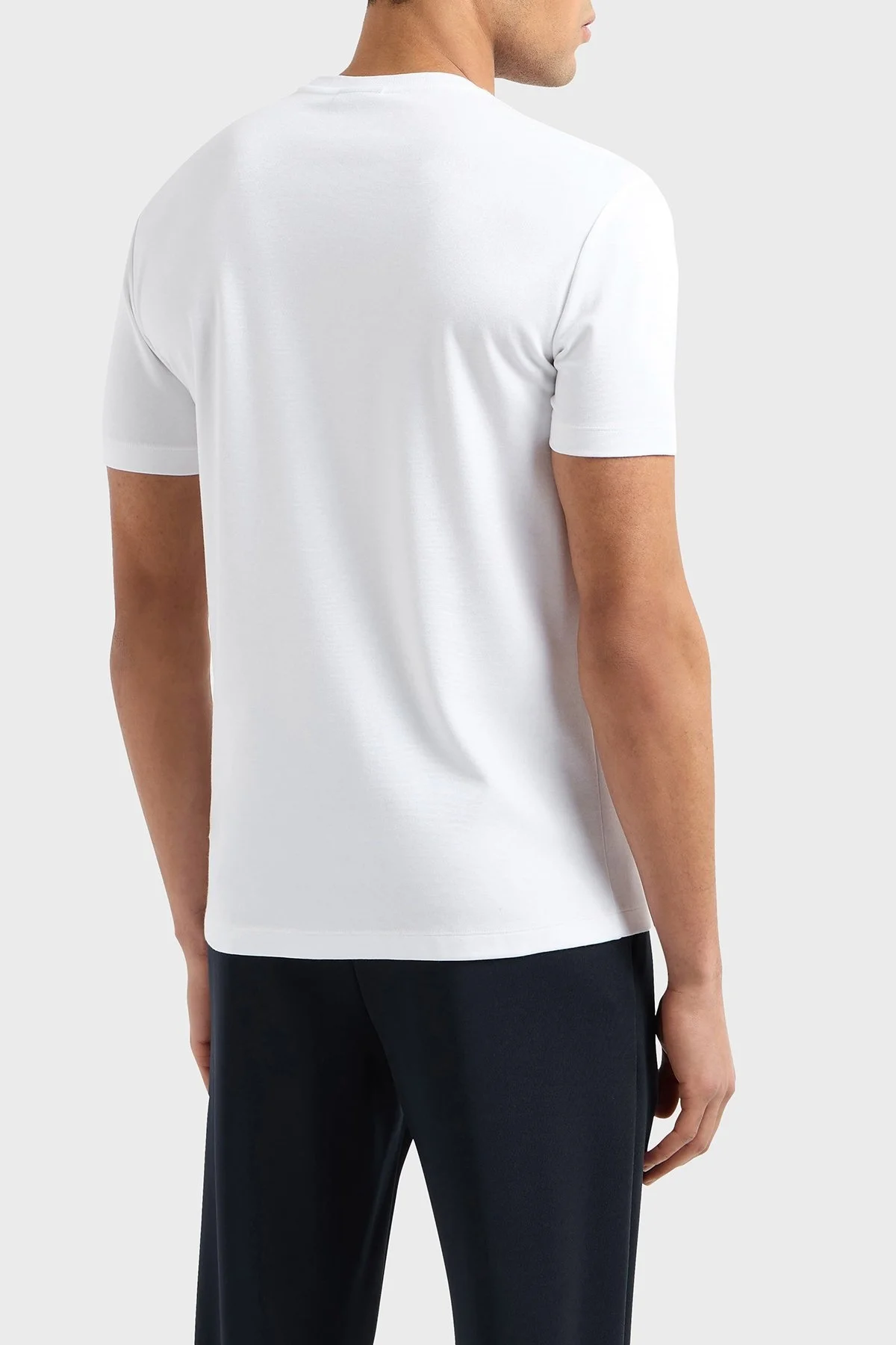 EA7 Streç Logolu Slim Fit Bisiklet Yaka Erkek T Shirt 7M000301 AF13739 U0002 BEYAZ - 3