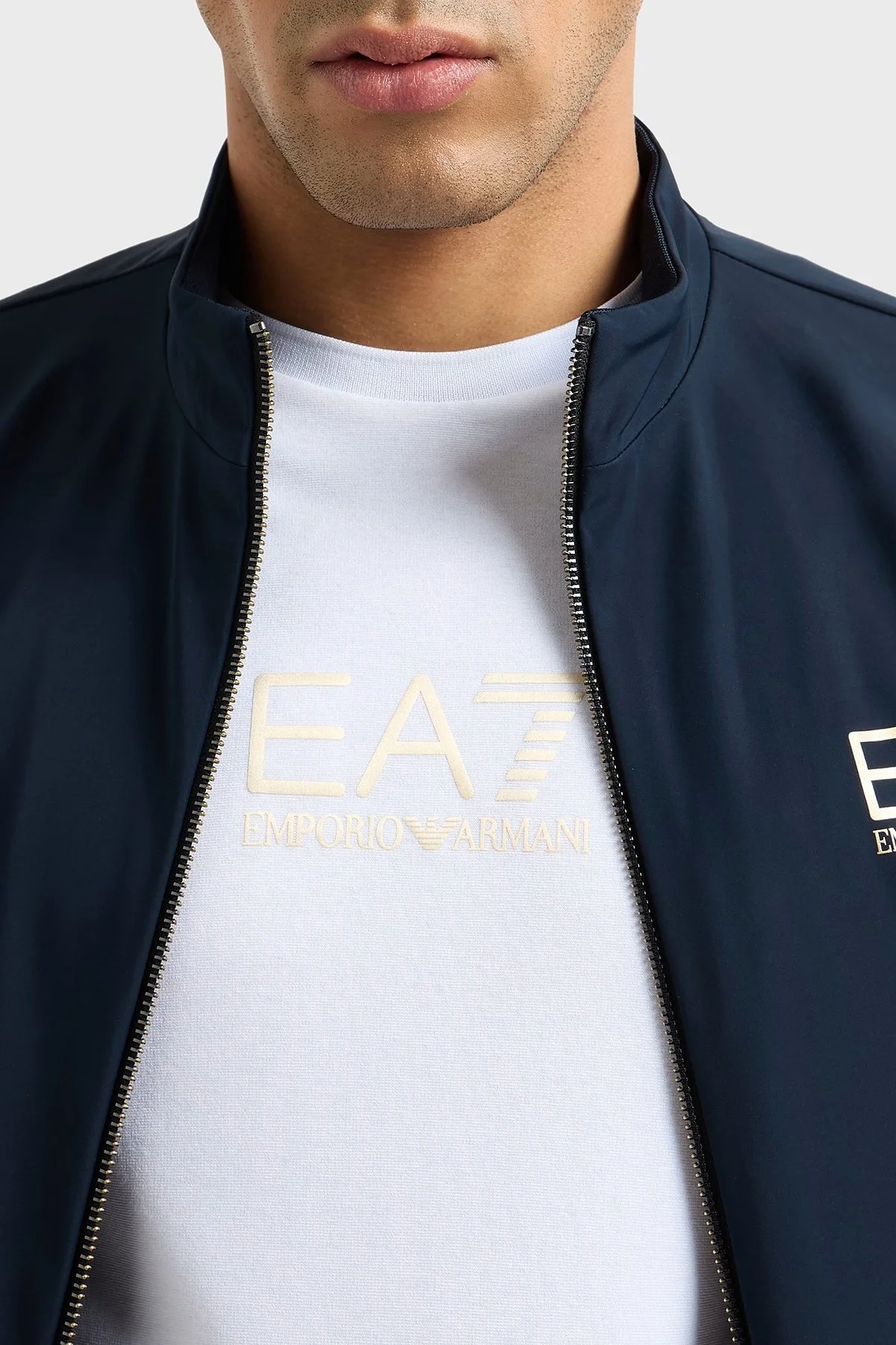 EA7 Streç Logolu Slim Fit Bisiklet Yaka Erkek T Shirt 7M000301 AF13739 U0002 BEYAZ - 4