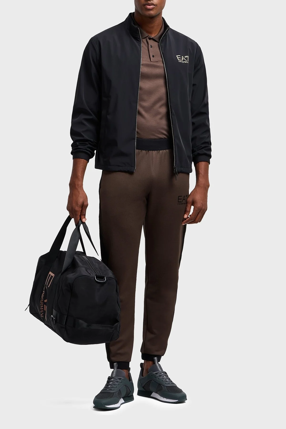 EA7 Streç Logolu Slim Fit Düğmeli Erkek Polo Yaka T Shirt 7M000300 AF13739 U6139 KAHVE - 2