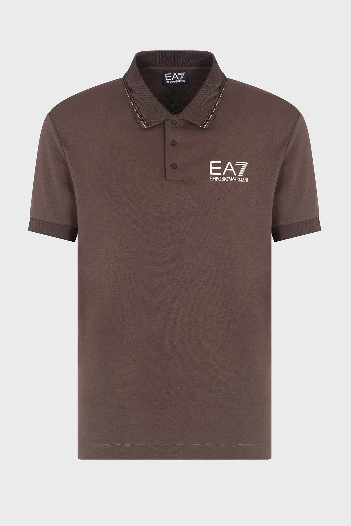 EA7 Streç Logolu Slim Fit Düğmeli Erkek Polo Yaka T Shirt 7M000300 AF13739 U6139 KAHVE - 5