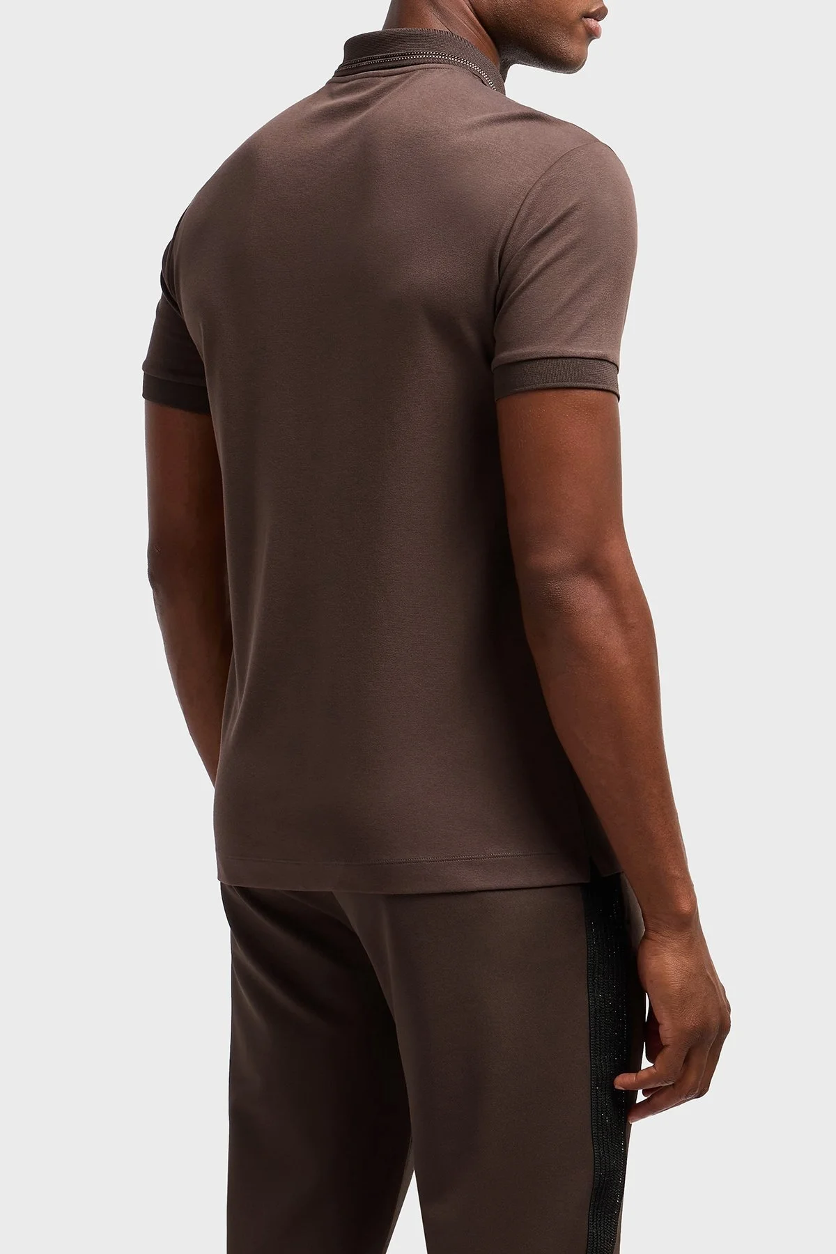 EA7 Streç Logolu Slim Fit Düğmeli Erkek Polo Yaka T Shirt 7M000300 AF13739 U6139 KAHVE - 8