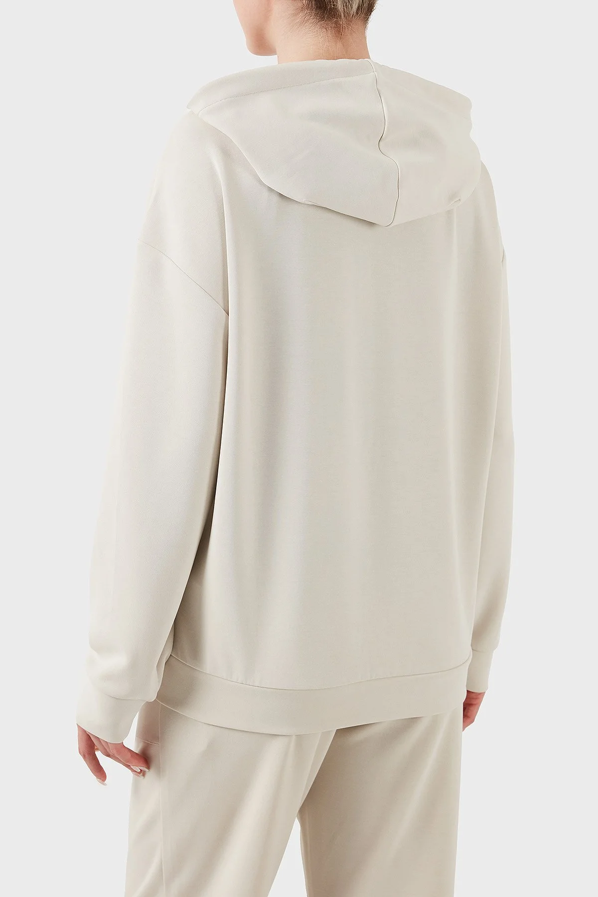 EA7 Streç Modal Karışımlı Relaxed Fit Kapüşonlu Yaka Kadın Sweat 7W000192 AF12643 U1112 KREM - 3